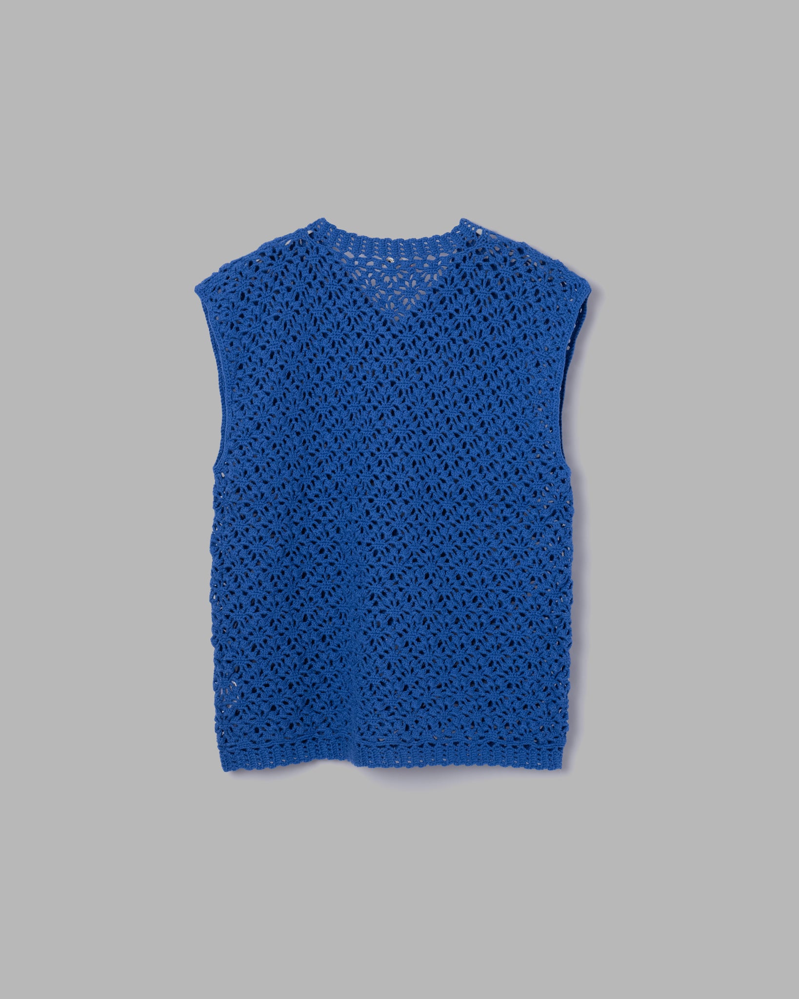 CROCHET HAND KNIT VEST - BLUE