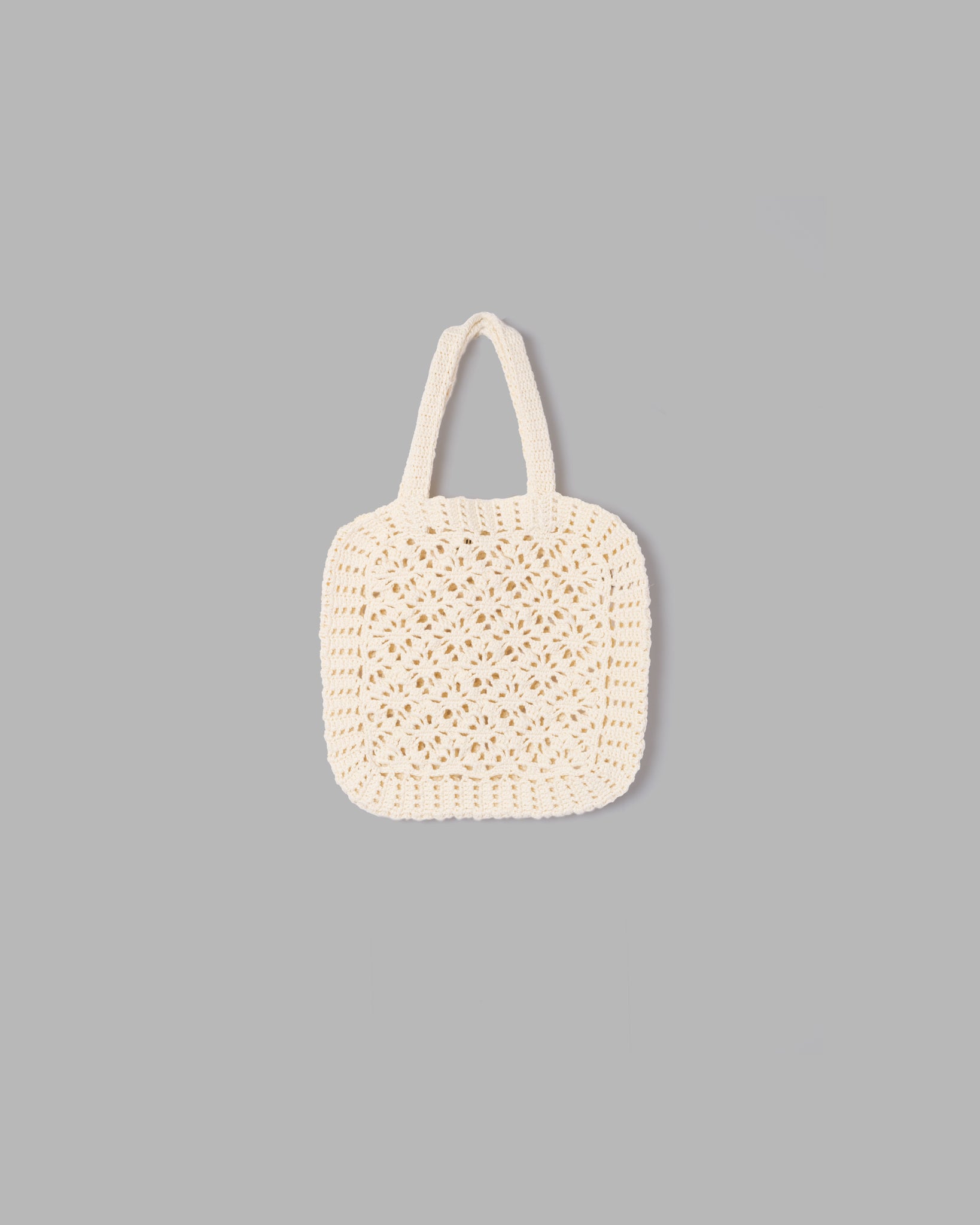 Crochet Hand Knit Tote Bag -Off White