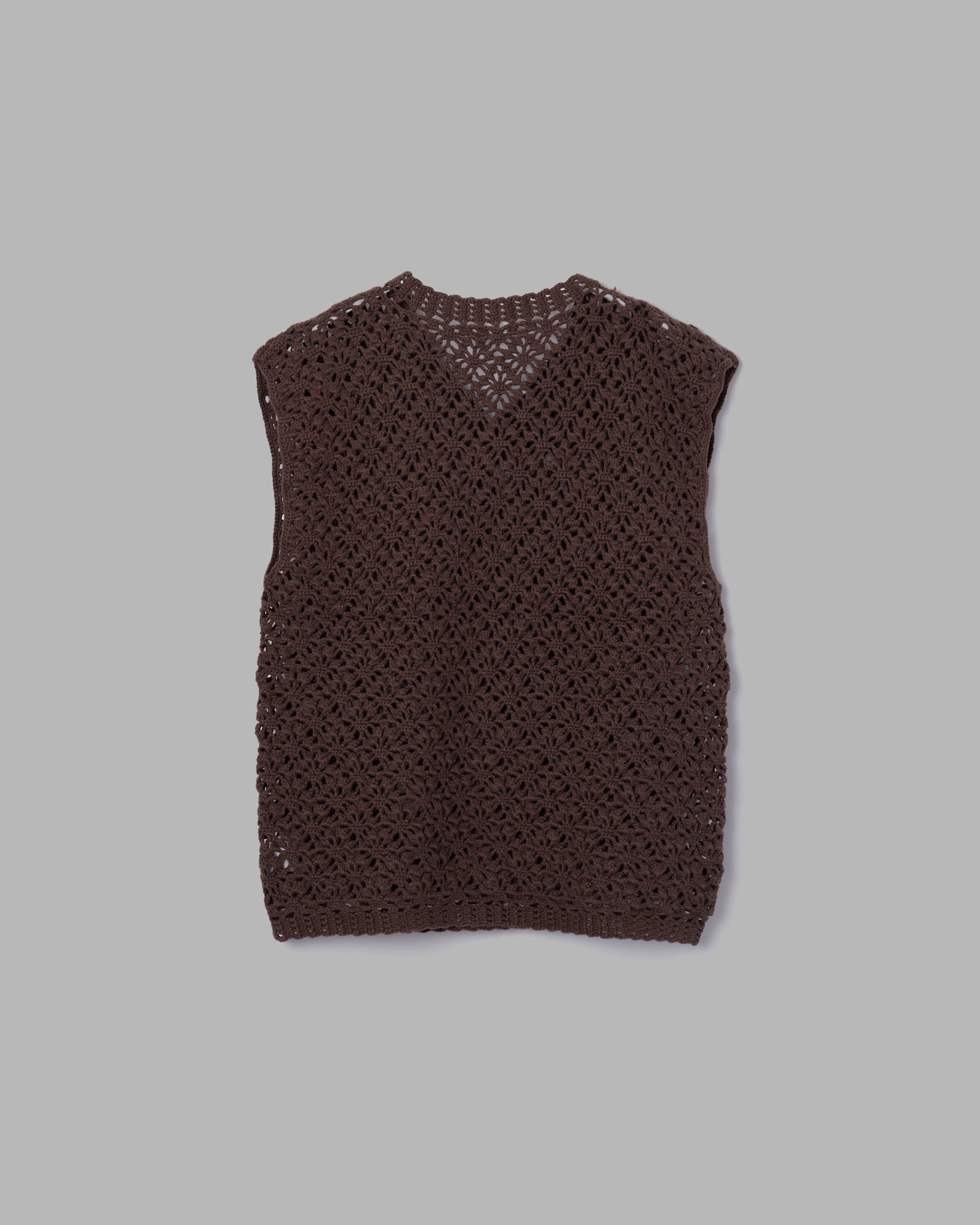 Crochet Hand Knit Vest - Coffee