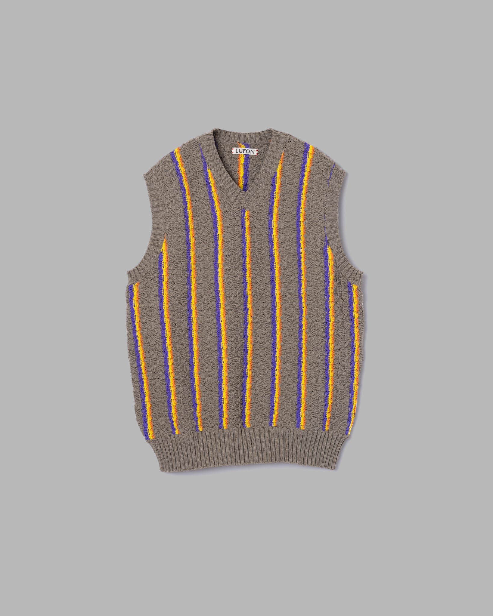 LOW GAUGE KNIT STRIPE VEST - CHARCOAL