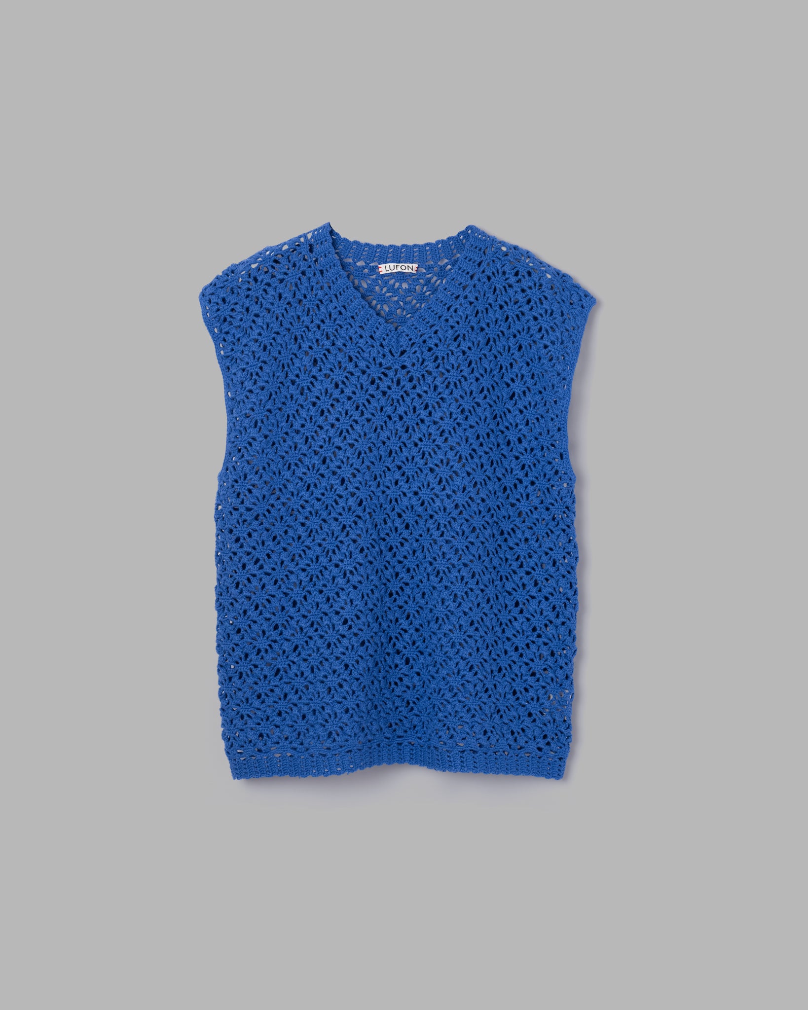 Chaleco de tejido de tejido de crochet -Blue
