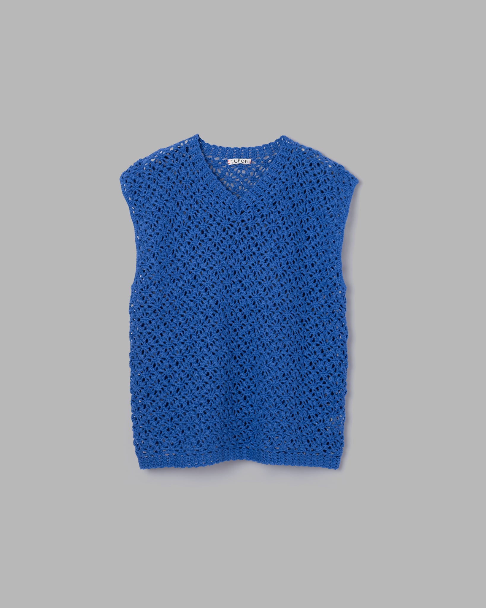 CROCHET HAND KNIT VEST - BLUE