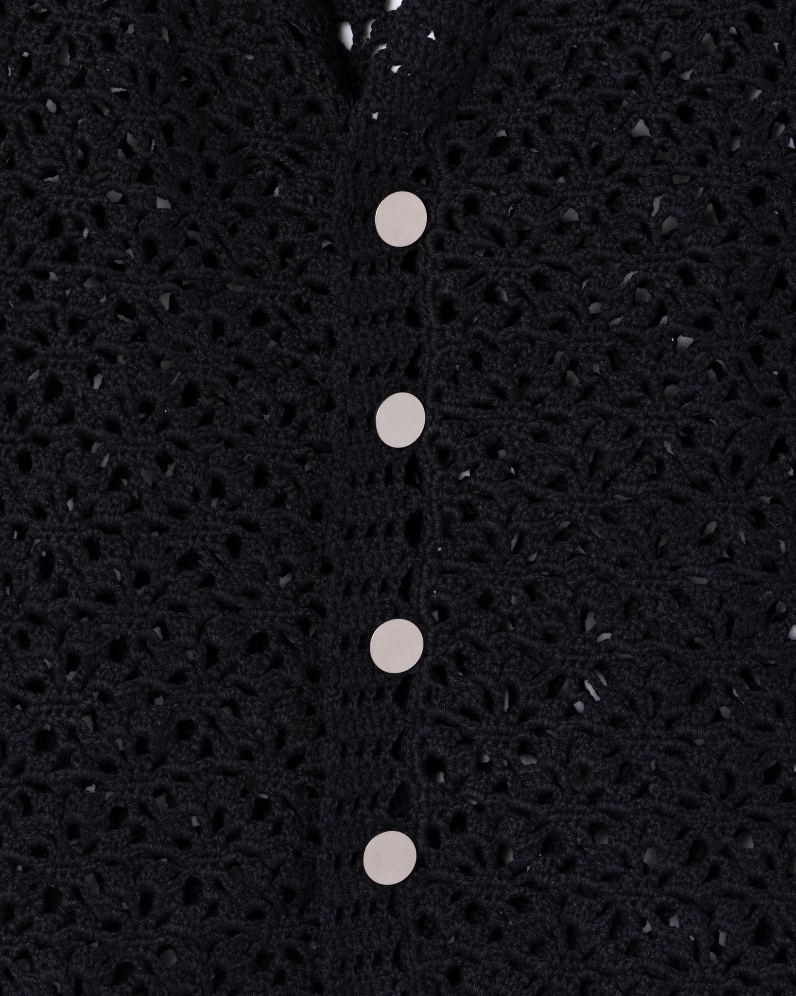 Cárdigan de punto de tejido de crochet -Black