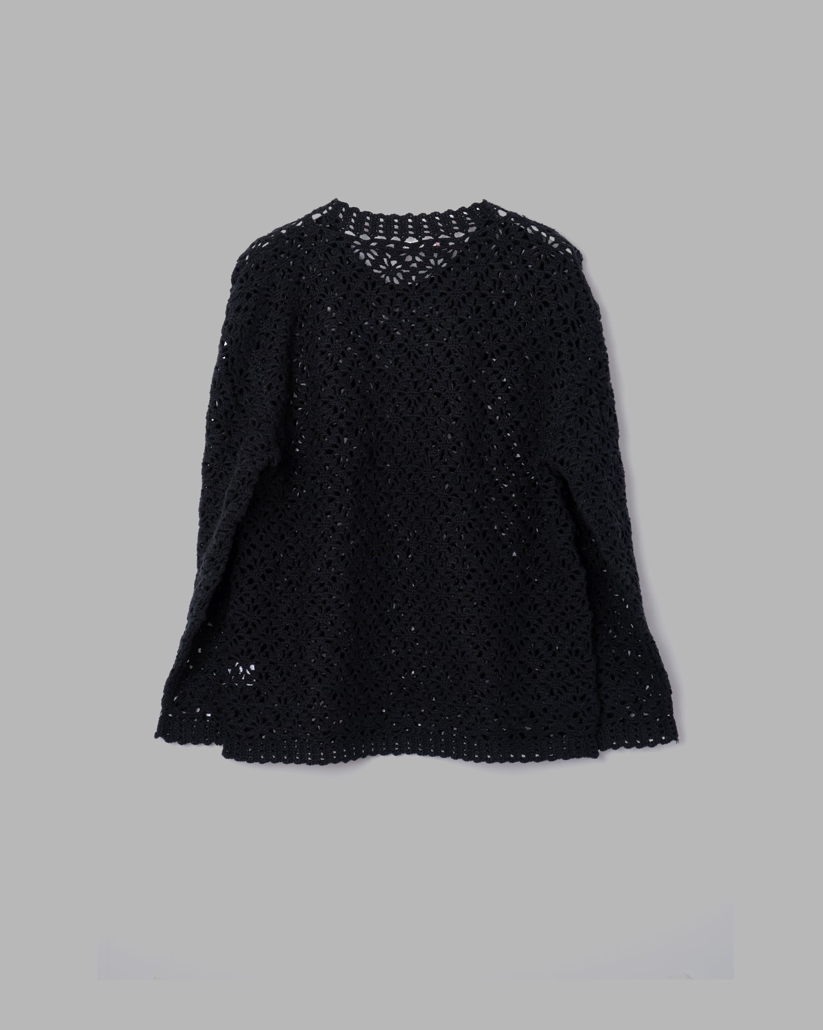 크로 셰 뜨개질 니트 풀오버 스웨터 -블랙