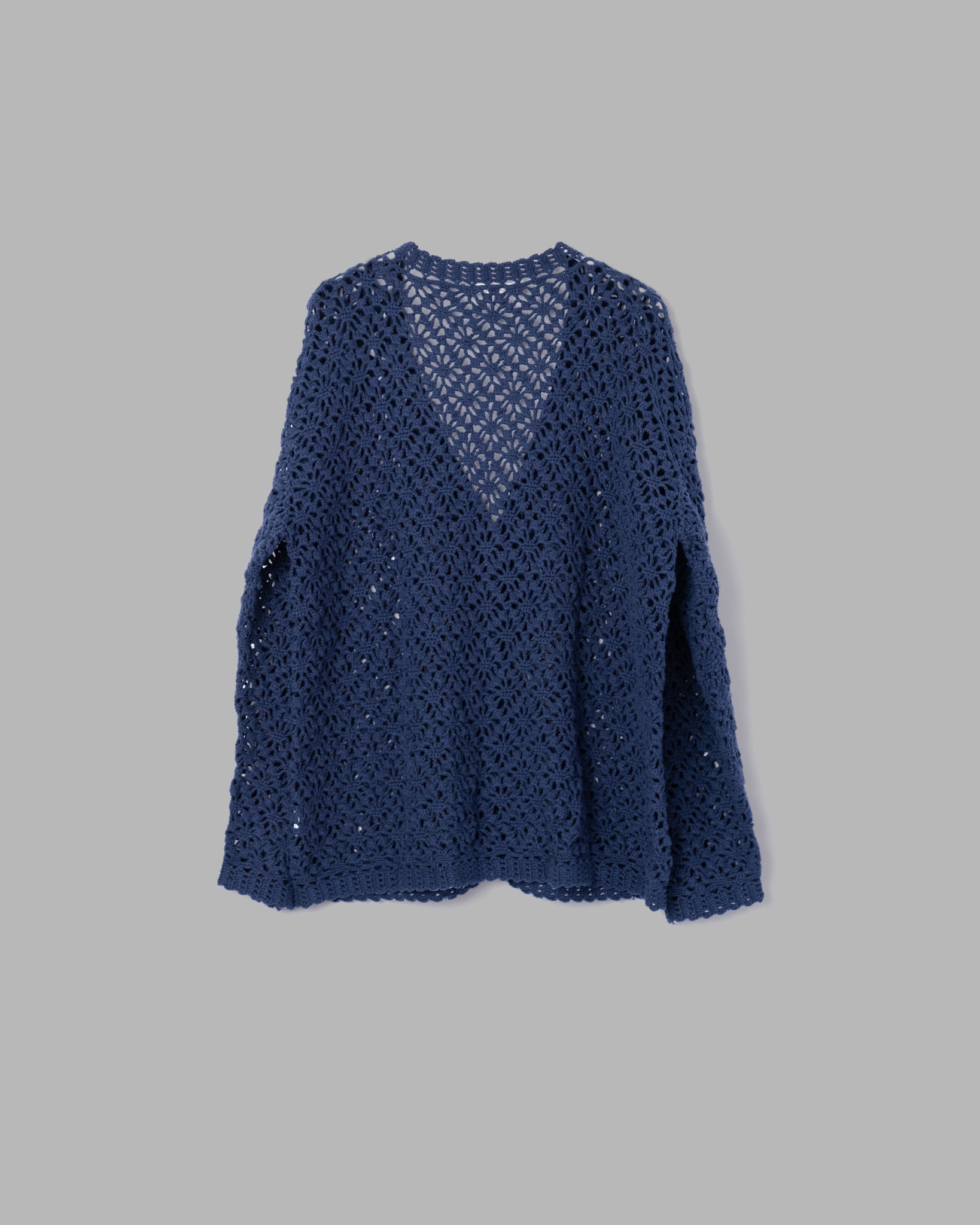 Crochet Hand Knit Cardigan-Navy