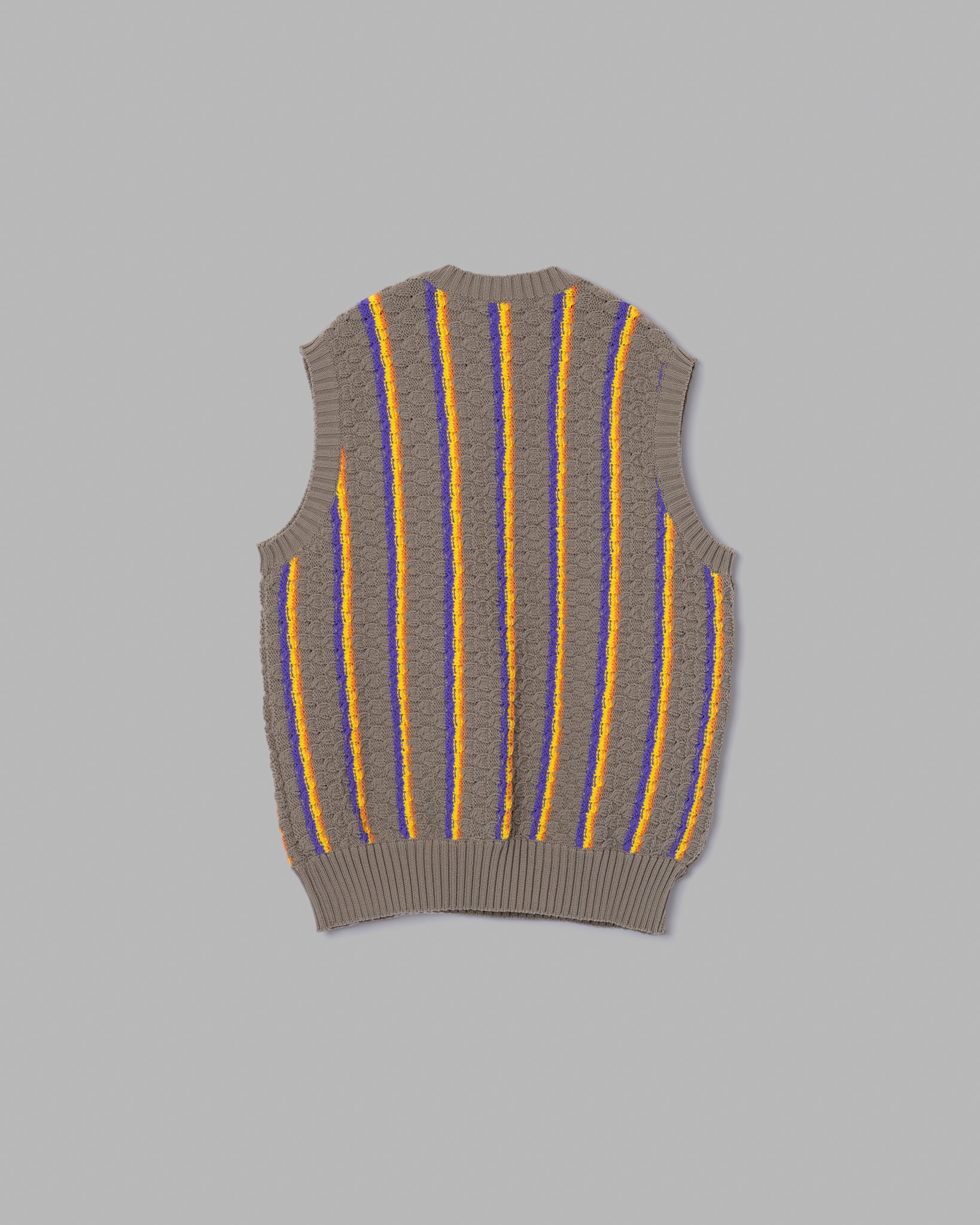 Low Gauge Knit Stripe Vest -Charcoal