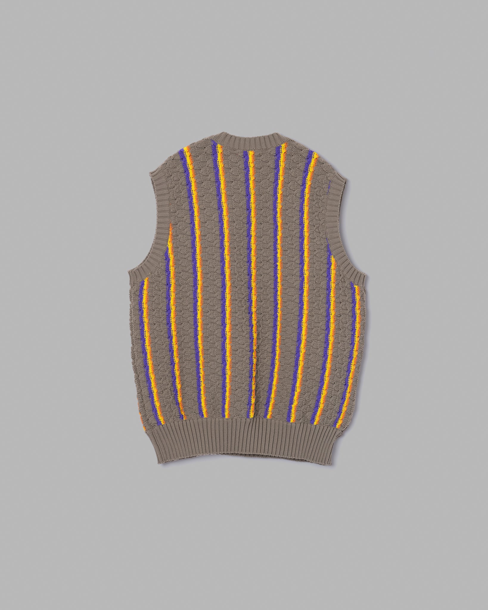 LOW GAUGE KNIT STRIPE VEST - CHARCOAL