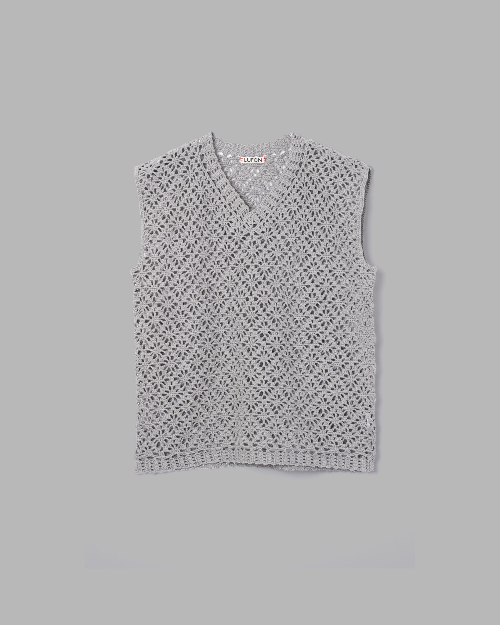 Crochet Hand Knit Vest --Grey