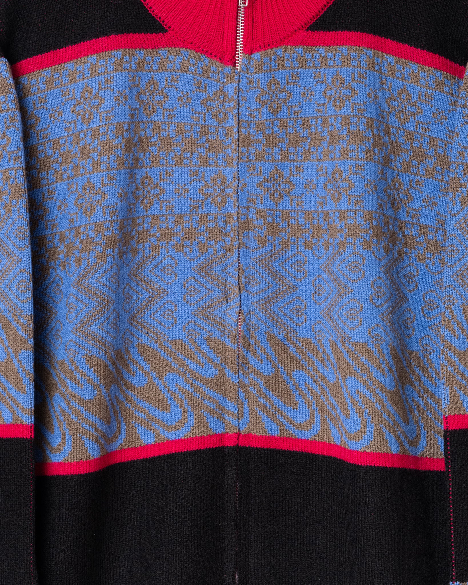 Merino Wool Fairisle Jaquard Drivers Knit -Black/Pink Mix