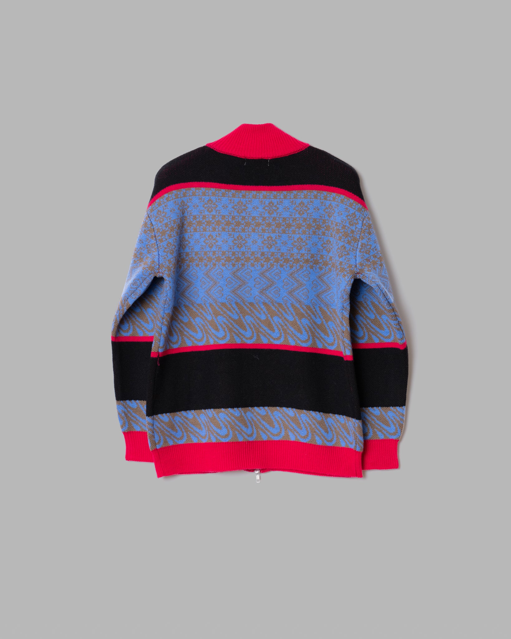 MERINO WOOL FAIRISLE JAQUARD DRIVERS KNIT - BLACK/PINK MIX