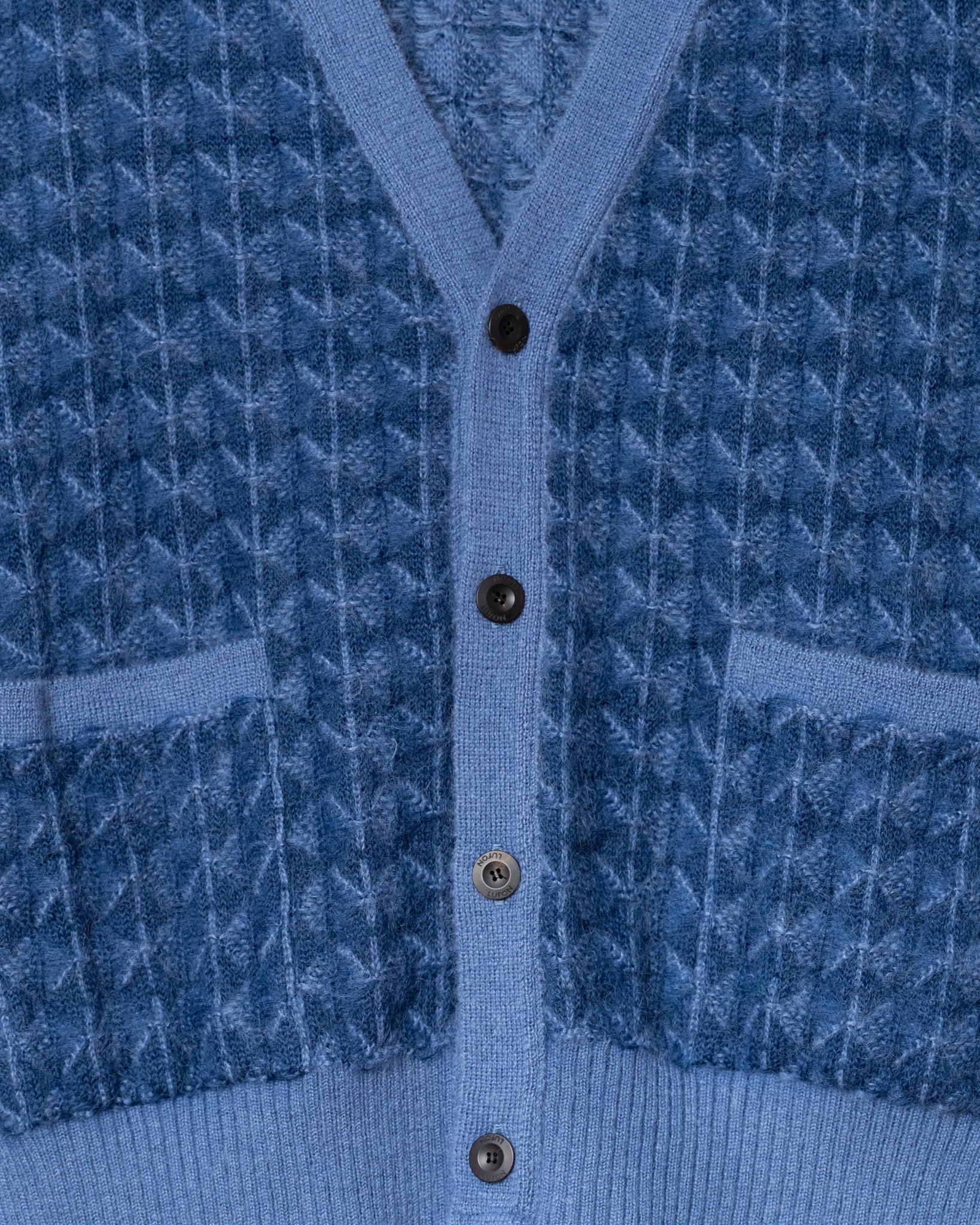 Kid Mohair Jaquard Knit Cardigan -Azulder azul