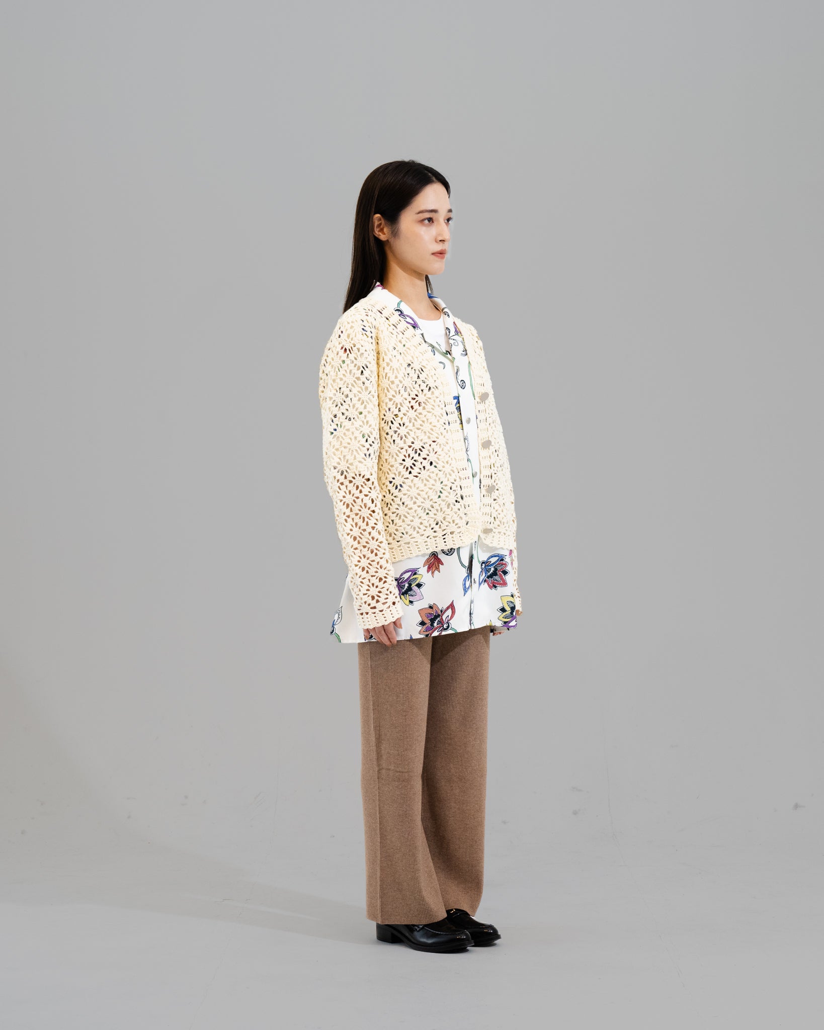Crochet Hand Knit Cardigan -Off White
