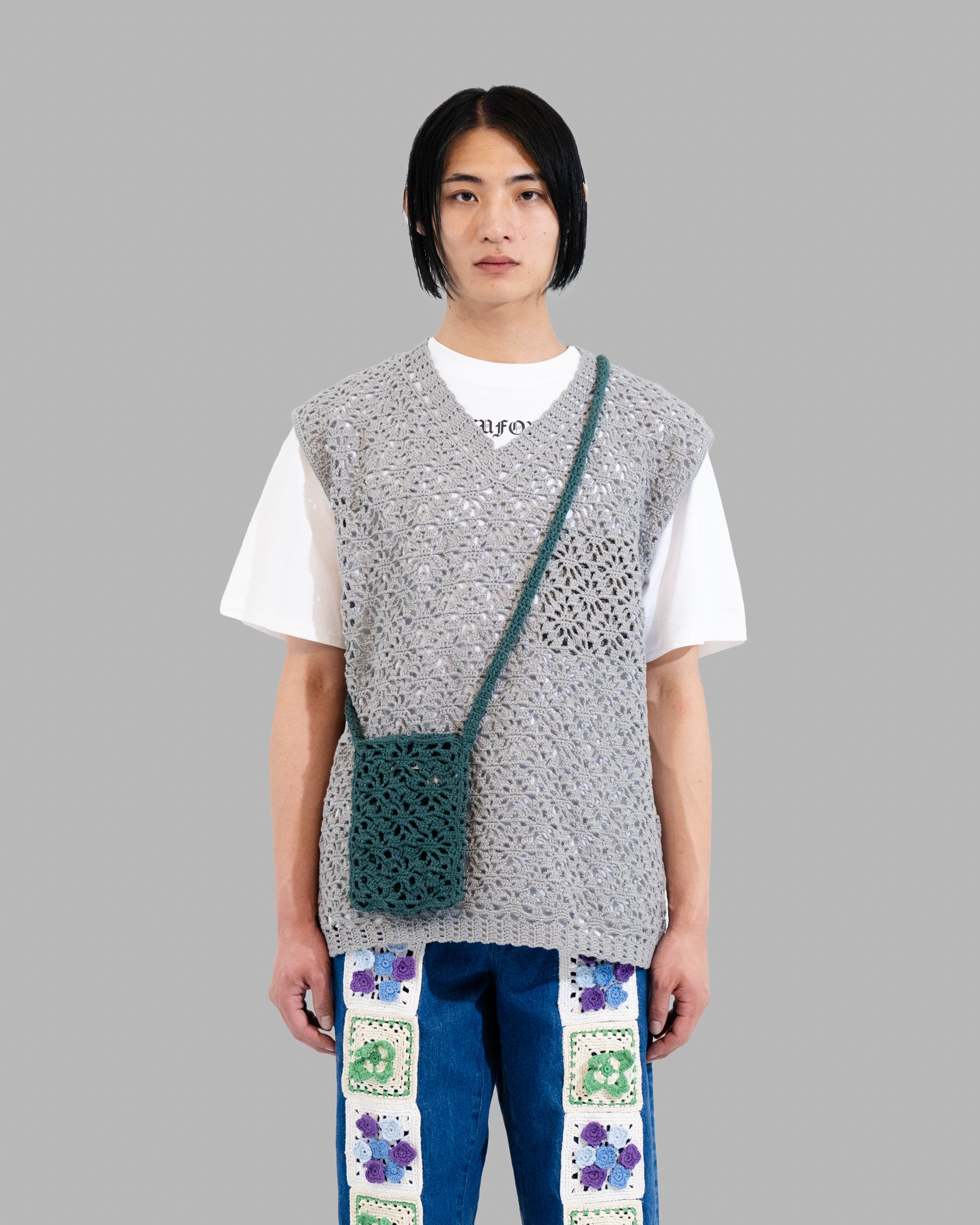 Crochet Hand Knit Mini Bag -Green