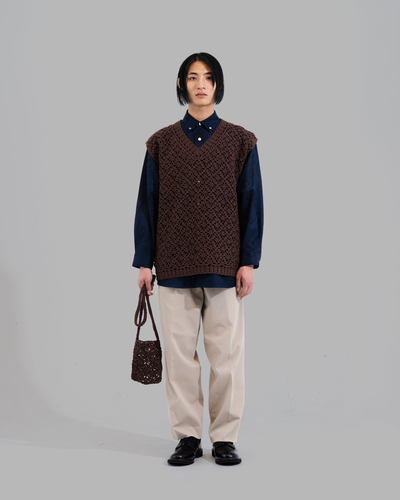 Crochet Hand Knit Mini Bag --Coffee