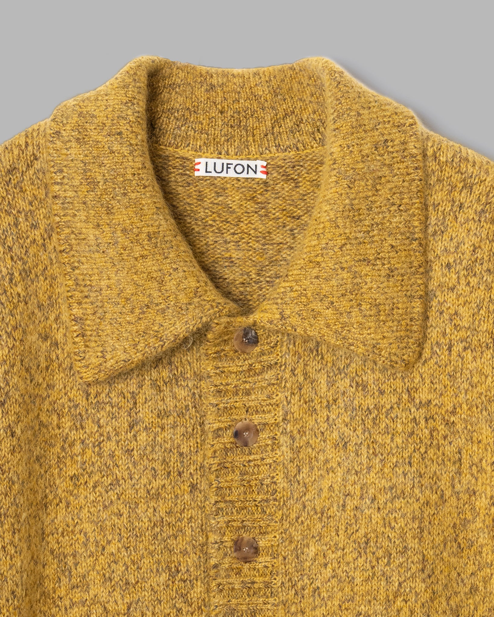 Mohair Silk Nep Knit Shirts Blouson --Yellow