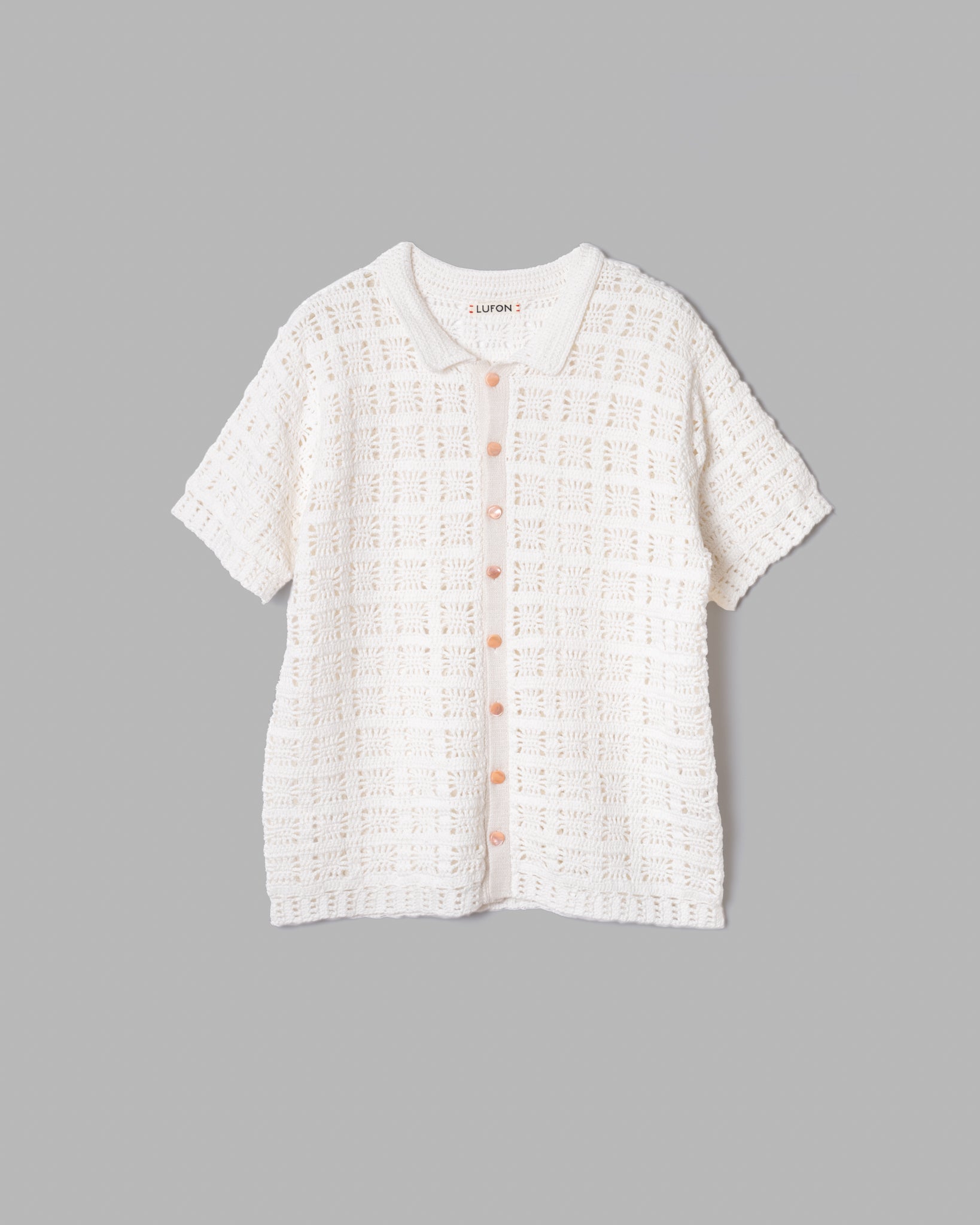 CROCHET HAND KNIT SHIRTS - WHITE