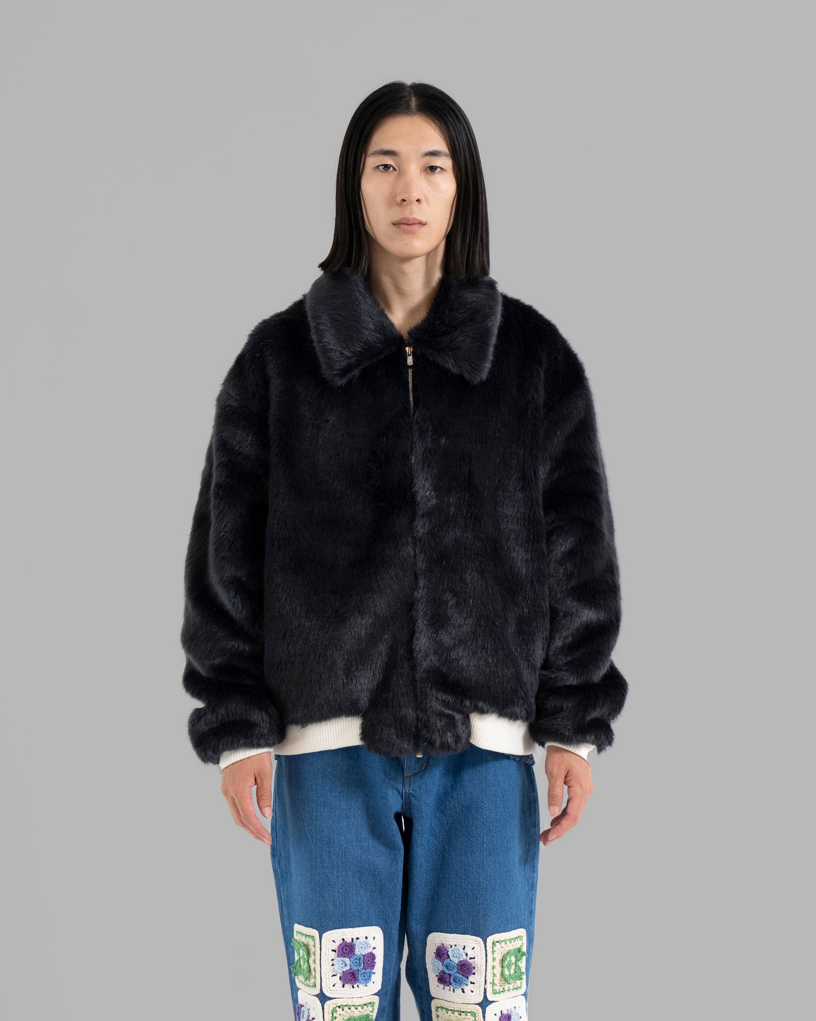 FAKE FUR JACKET - DARK NAVY