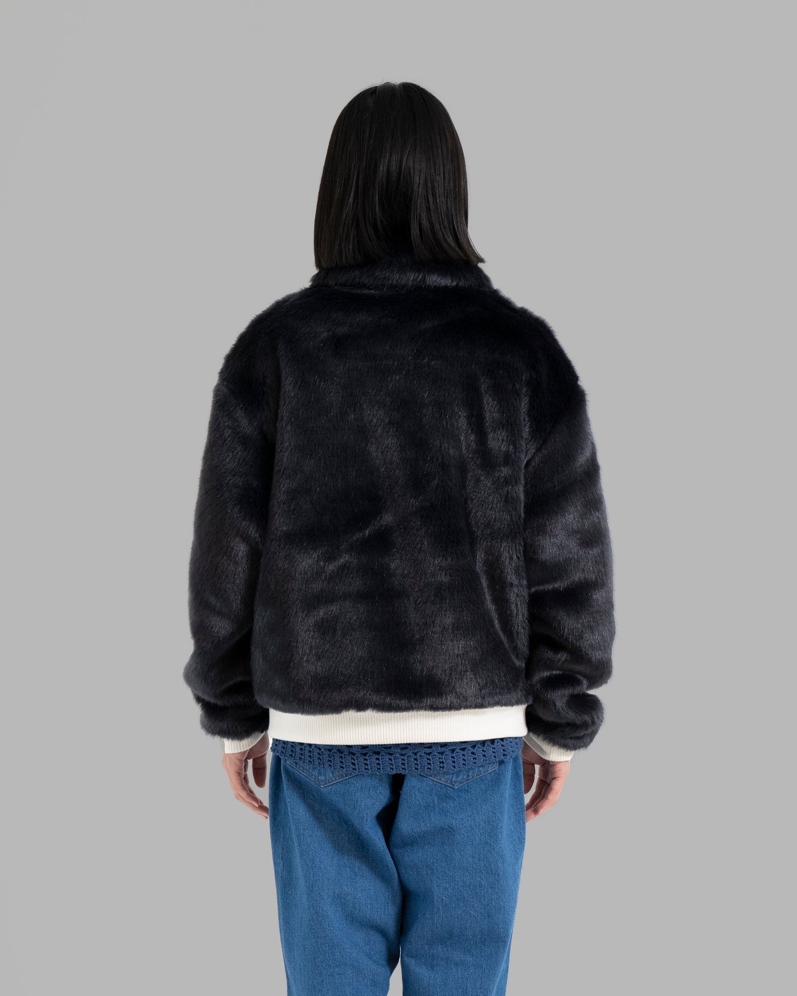 FAKE FUR JACKET - DARK NAVY