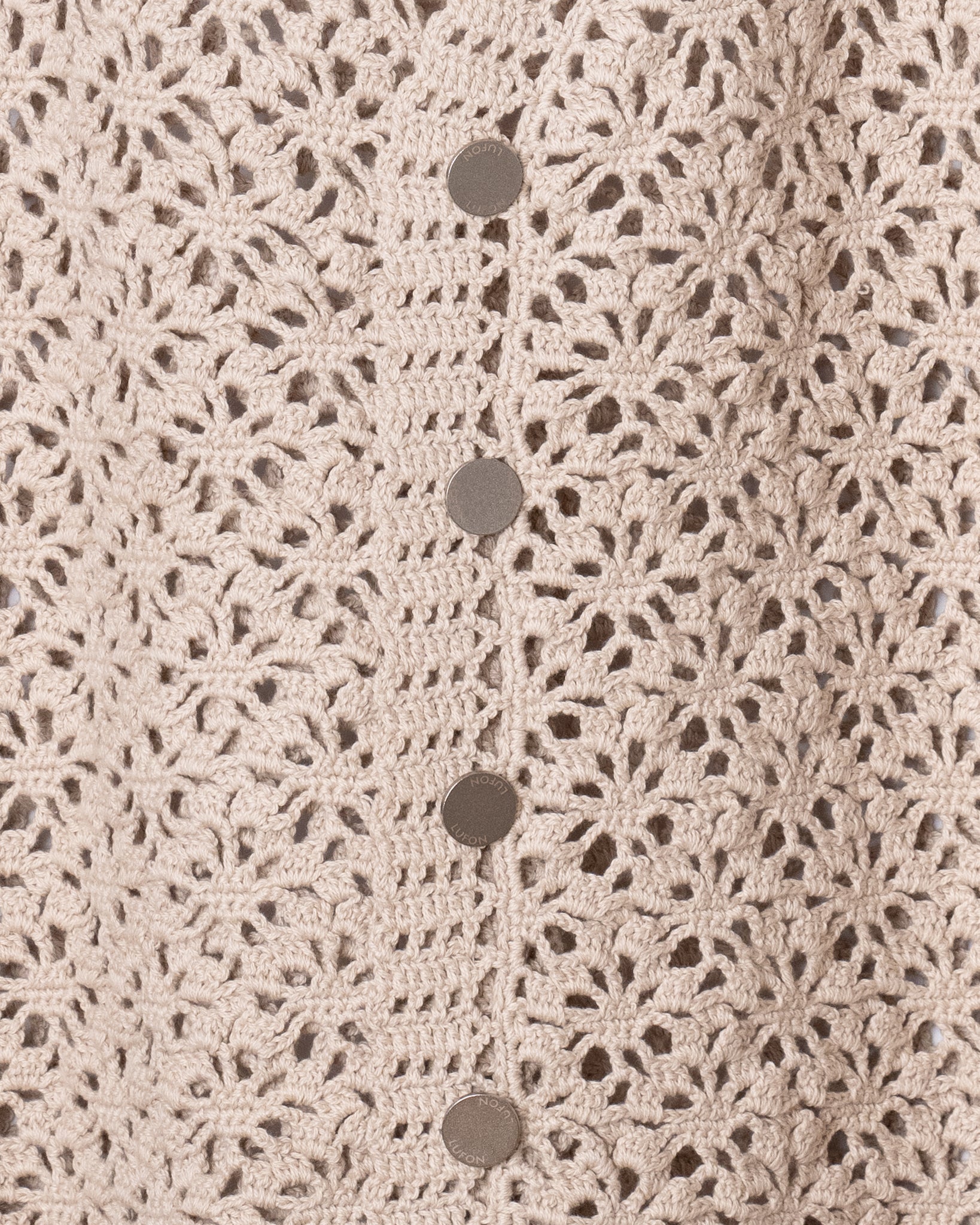 CROCHET HAND KNIT CARDIGAN -  LIGHT BEIGE
