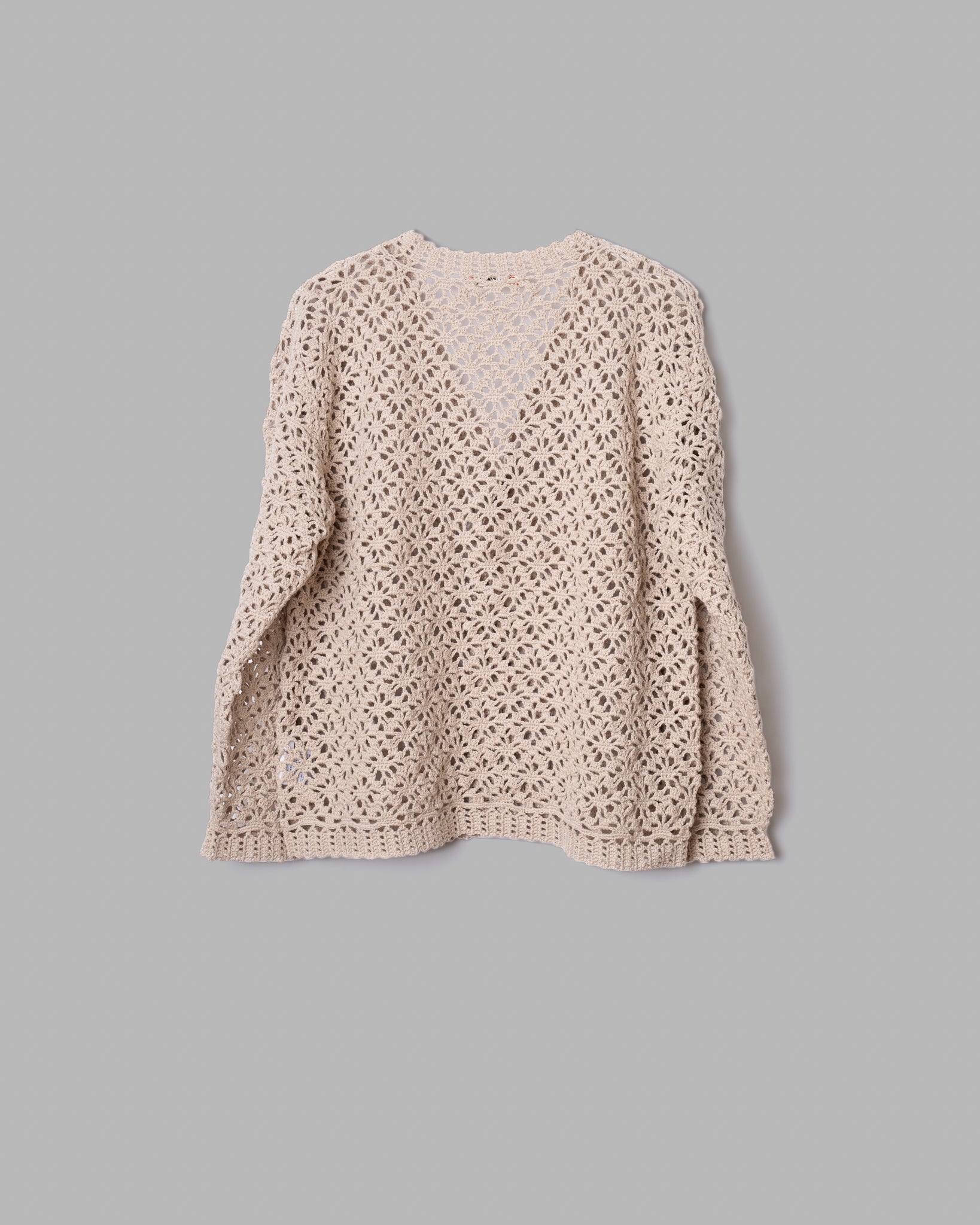 CROCHET HAND KNIT CARDIGAN -  LIGHT BEIGE