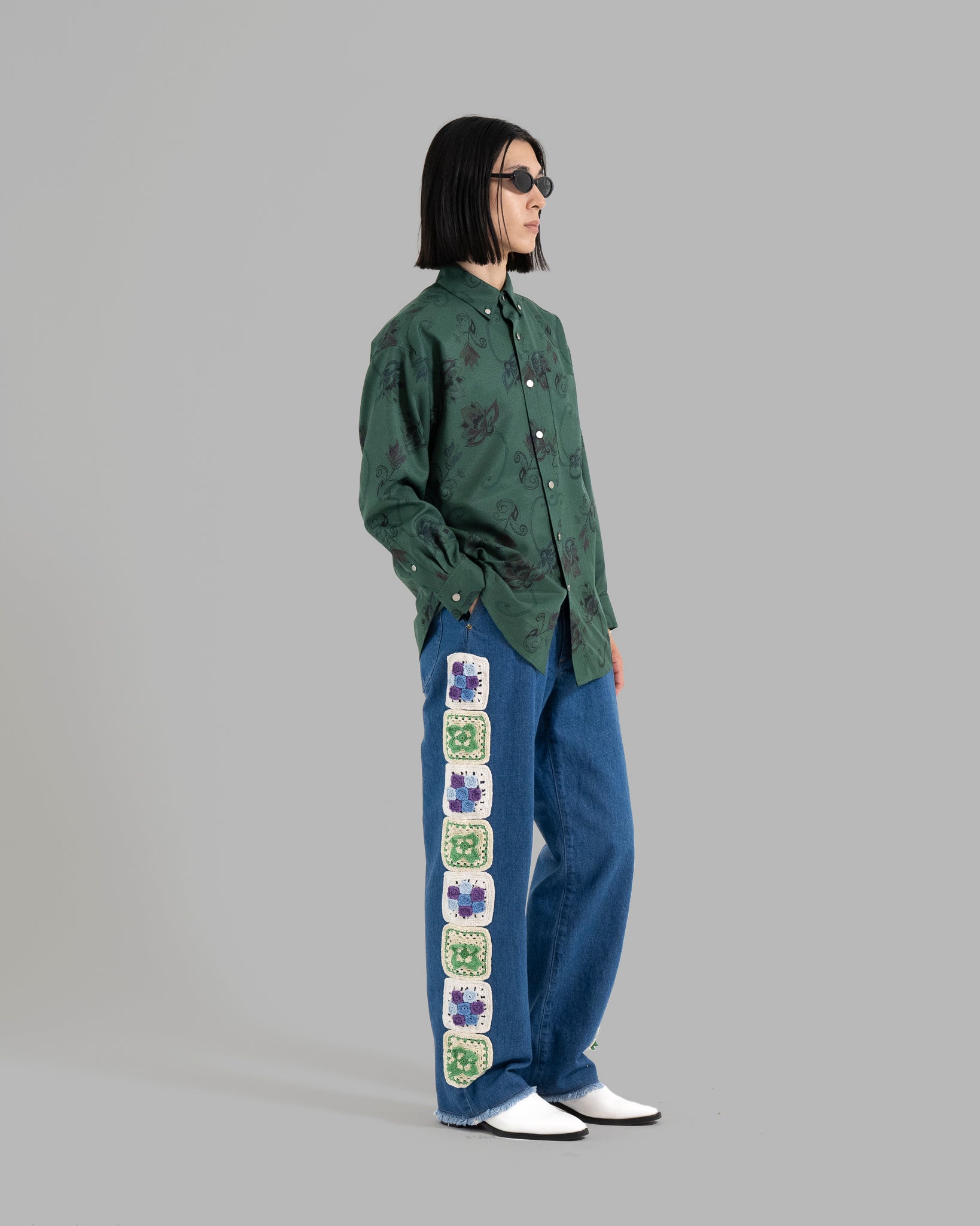 HAND-PAINTED BOTANICAL PRINT B.D. SHIRTS - GREEN