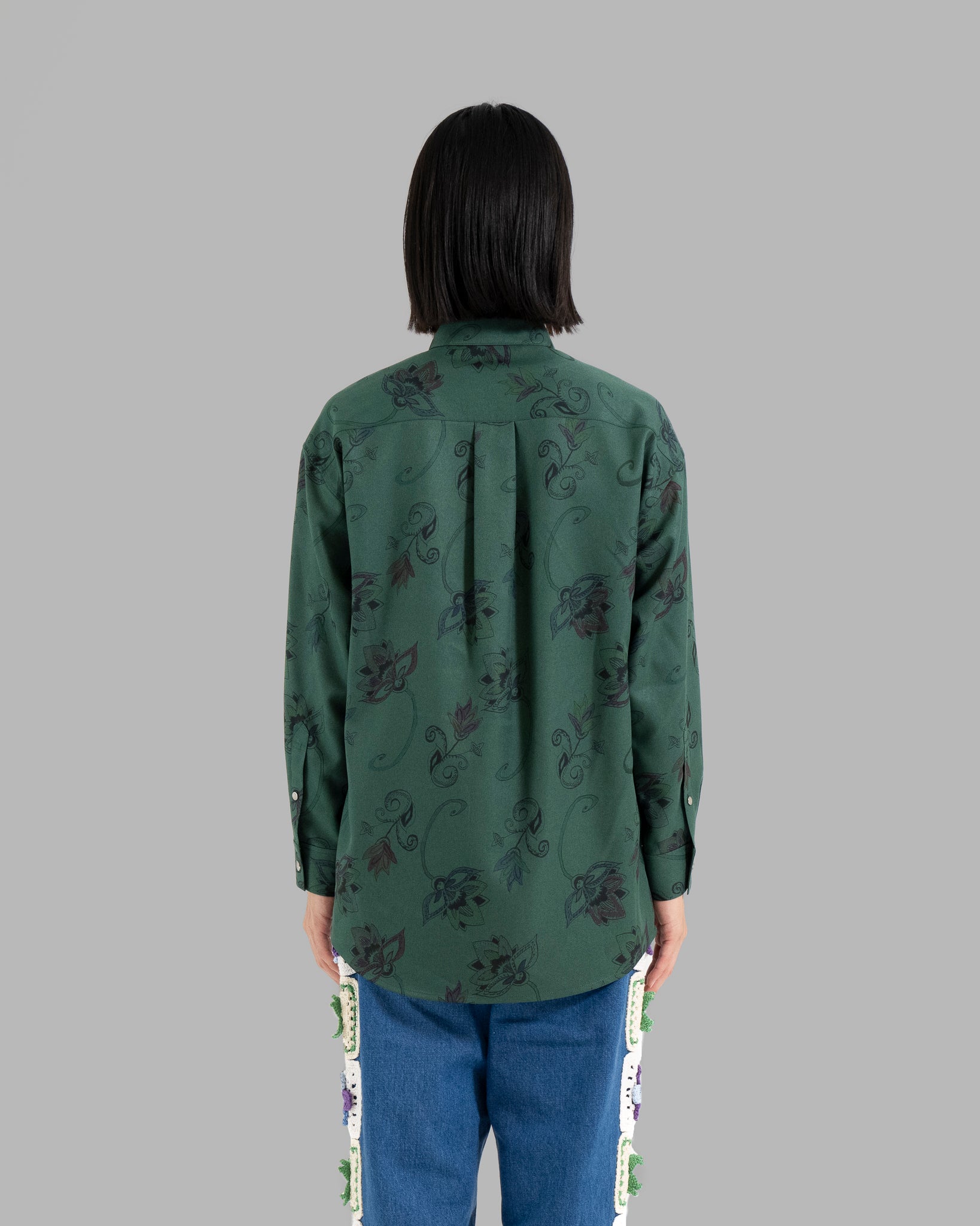 HAND-PAINTED BOTANICAL PRINT B.D. SHIRTS - GREEN