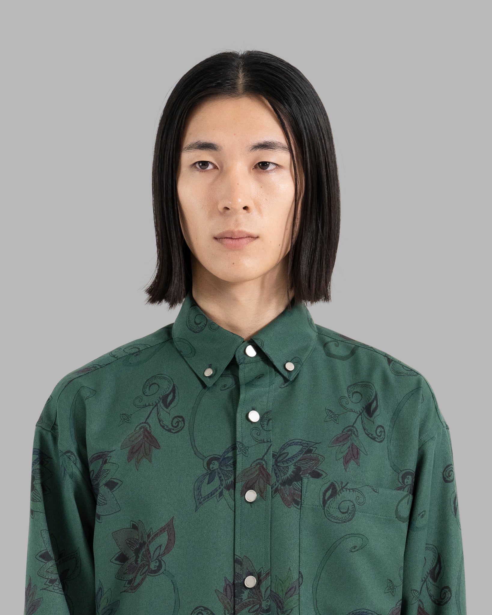 HAND-PAINTED BOTANICAL PRINT B.D. SHIRTS - GREEN