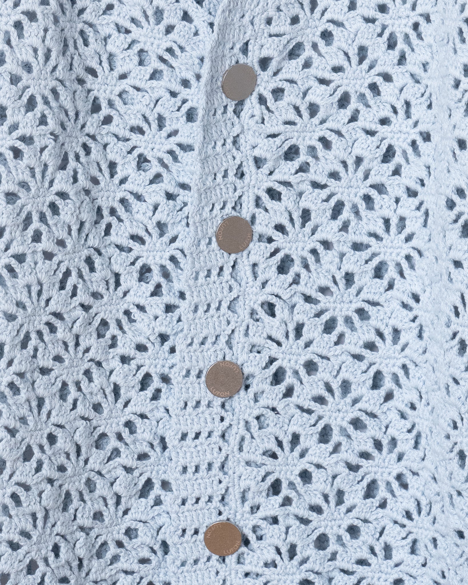 Crochet Hand Knit Cardigan -Light Blue