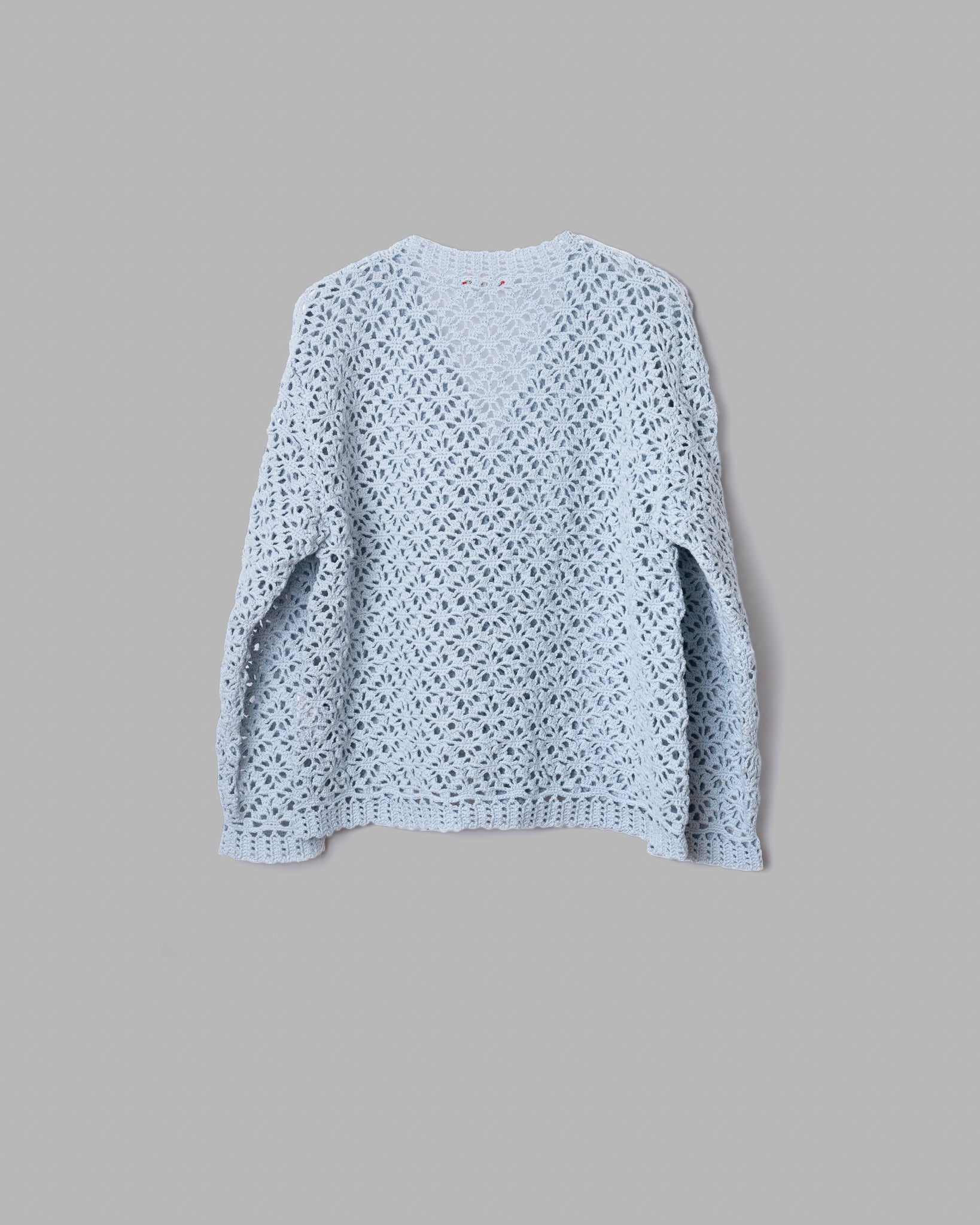 Crochet Hand Knit Cardigan -Light Blue