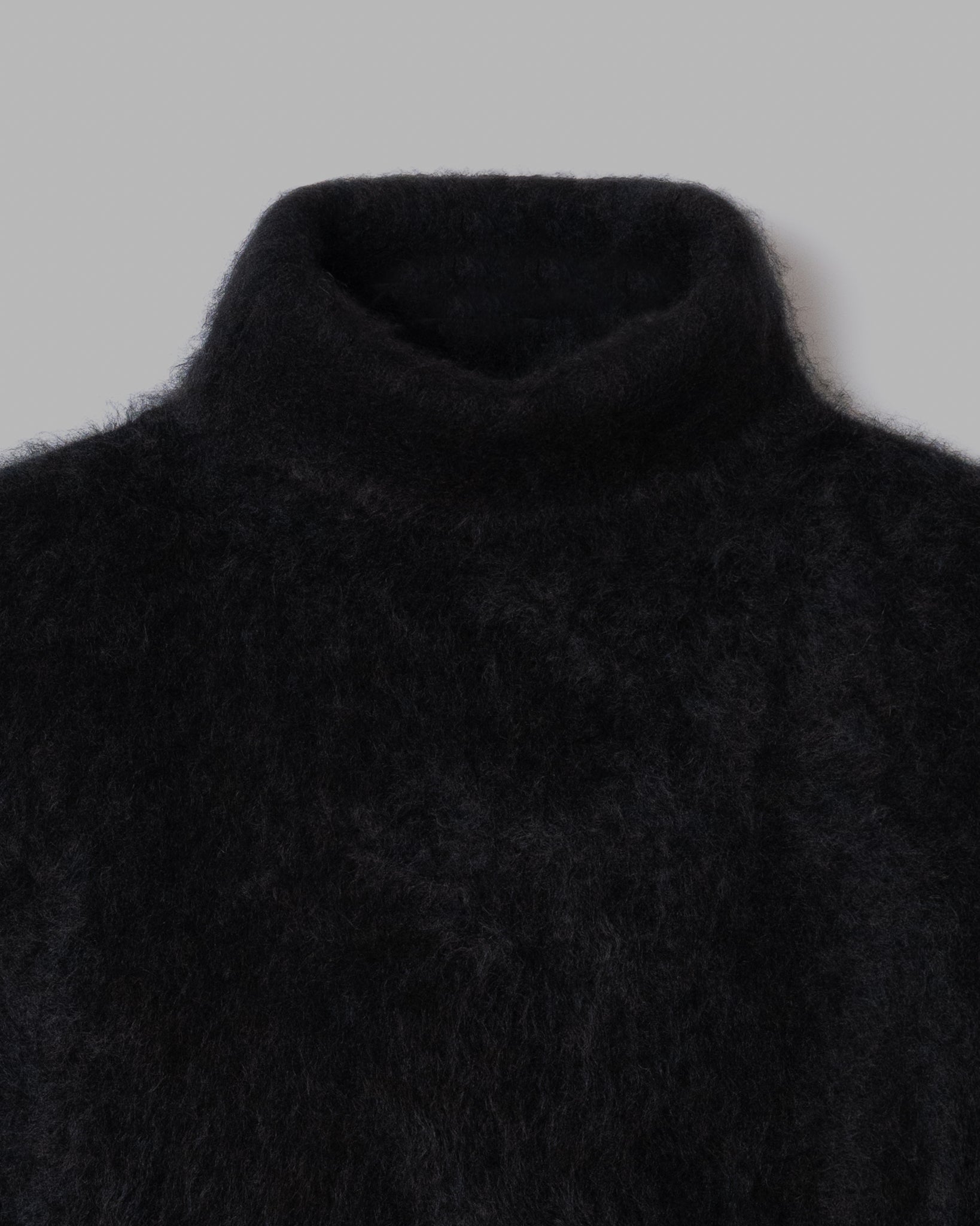 FUR CASHMERE TURTLE NECK KNIT - BLACK