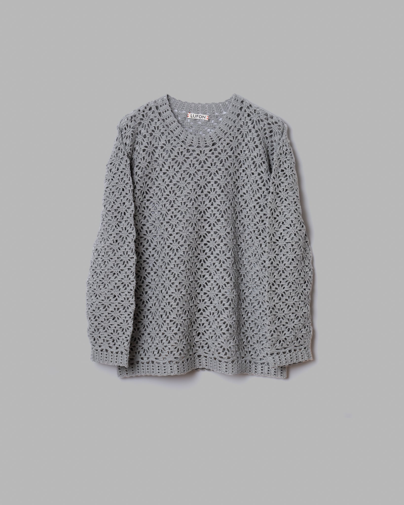 크로 셰 뜨개질 니트 풀오버 스웨터 -회색