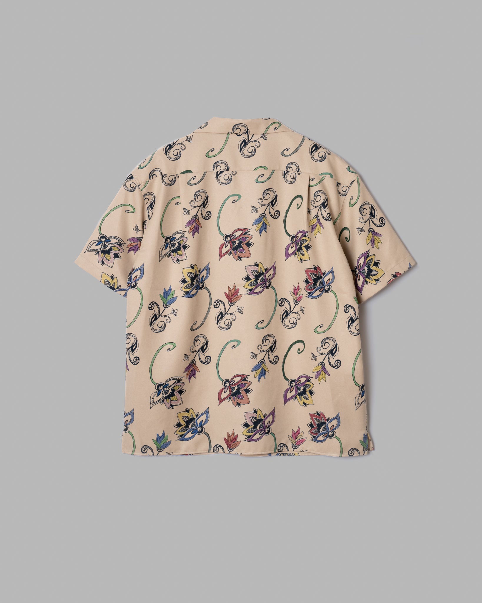 HAND-PAINTED BOTANICAL PRINT OPEN COLLAR SHIRTS - BEIGE