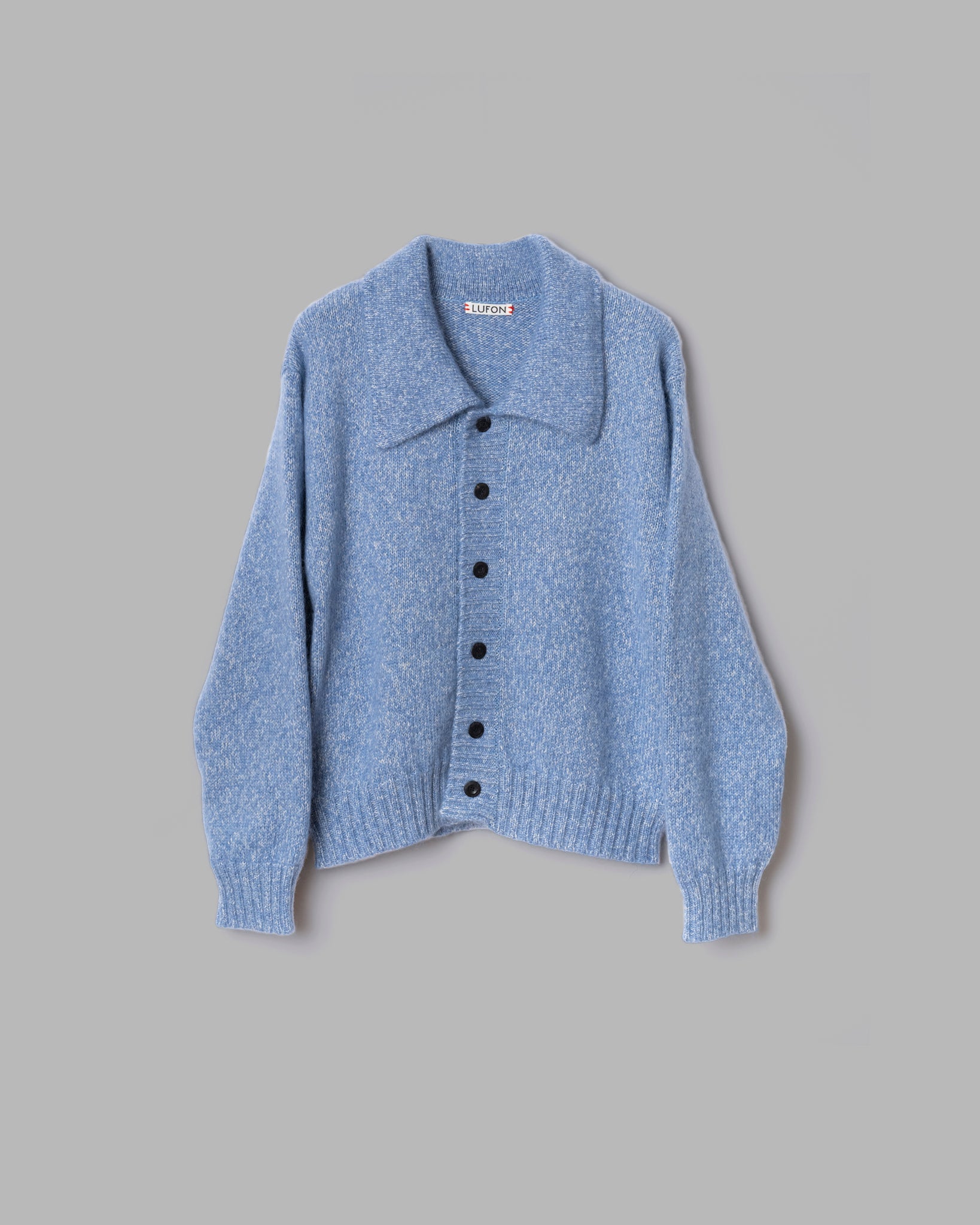 MOHAIR Silk Nep Knit Shirts BLOUSON -BLUE