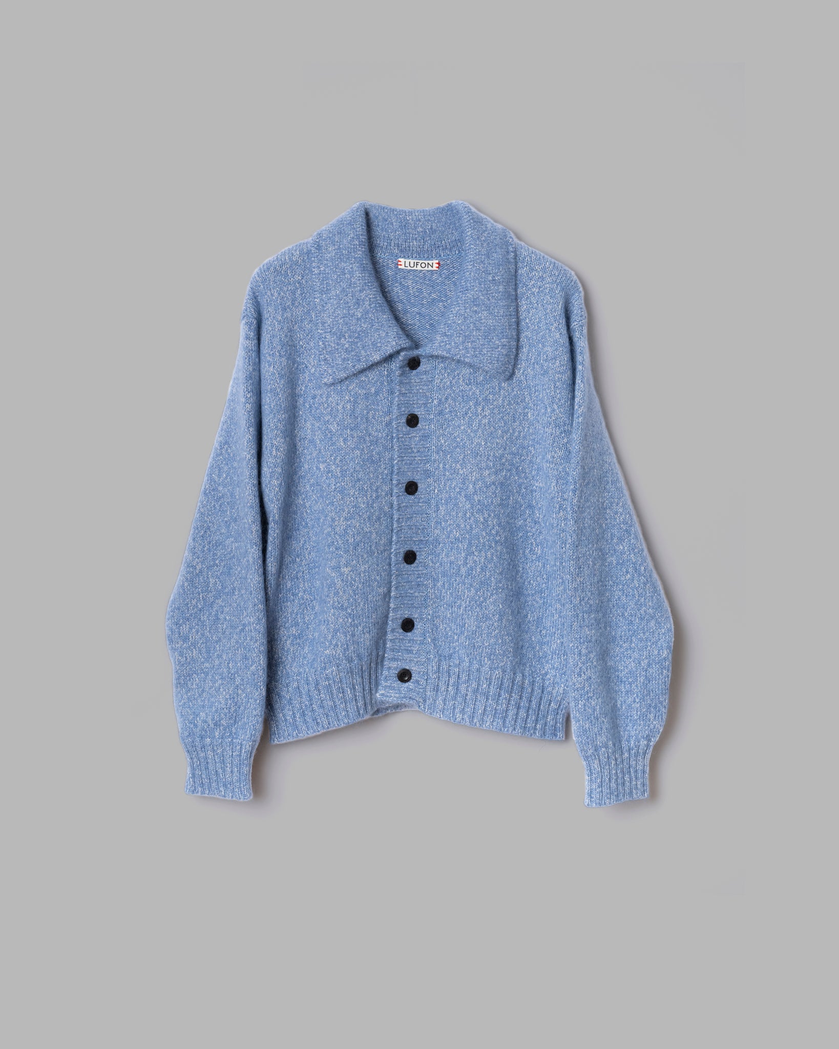 MOHAIR SILK NEP KNIT SHIRTS BLOUSON - BLUE