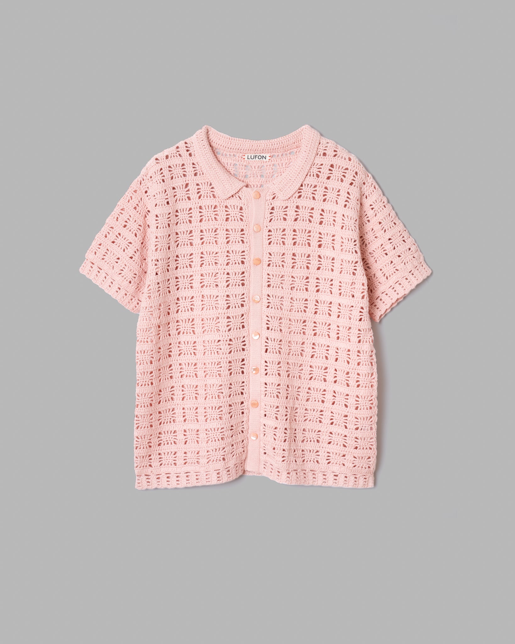 CROCHET HAND KNIT SHIRTS - PINK