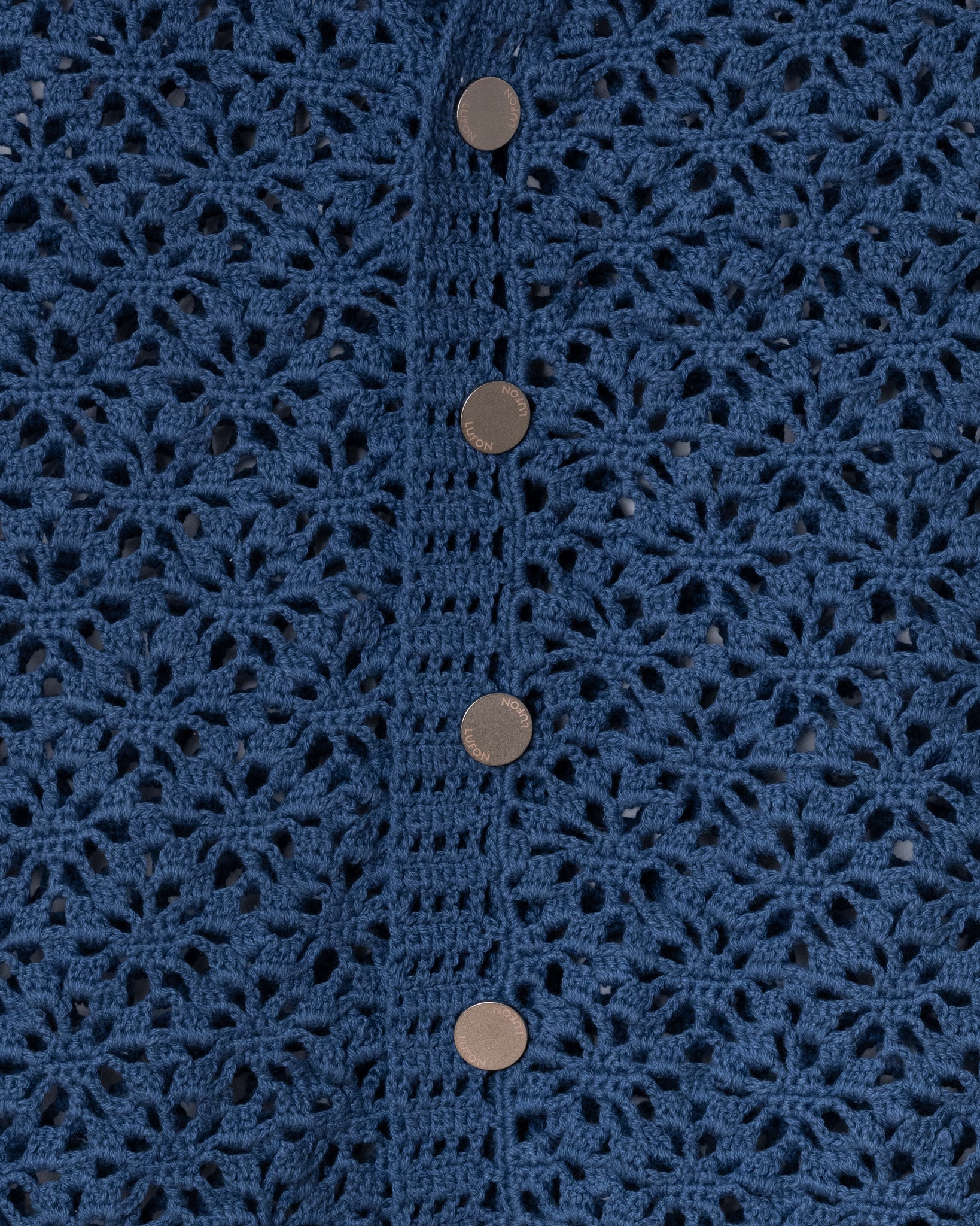 CROCHET HAND KNIT CARDIGAN -  DEEP BLUE