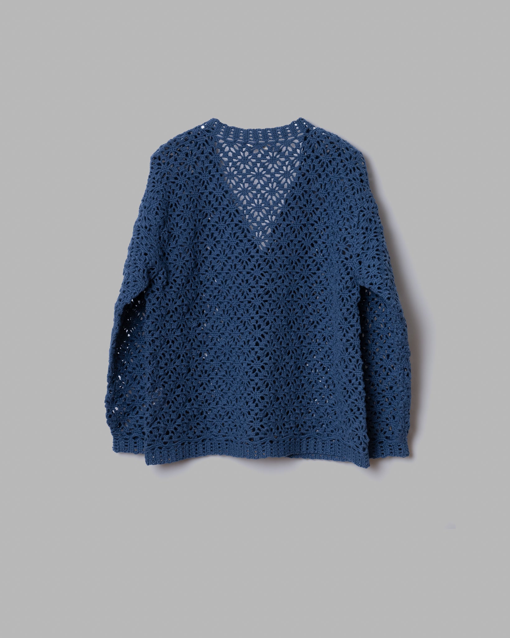 CROCHET HAND KNIT CARDIGAN -  DEEP BLUE