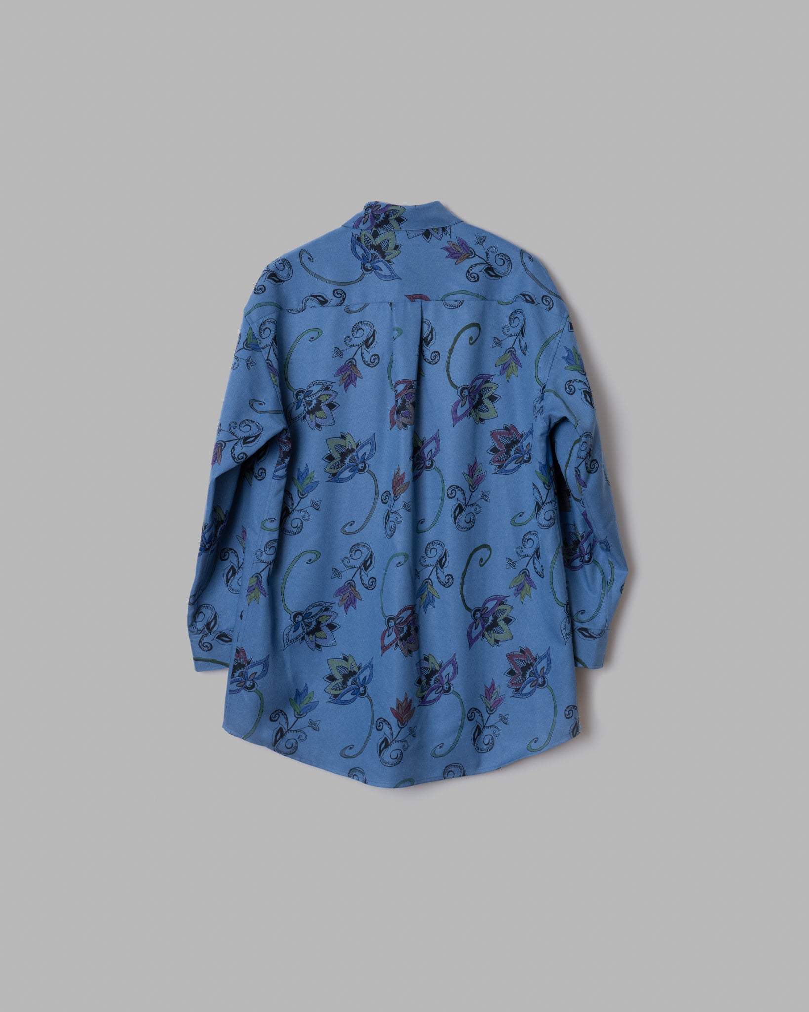 HAND-PAINTED BOTANICAL PRINT B.D. SHIRTS - BLUE