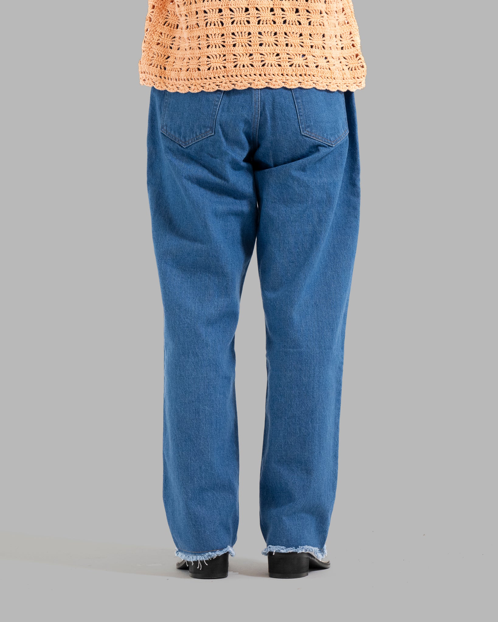 BLEACH WASH WIDE JEANS - Indigo