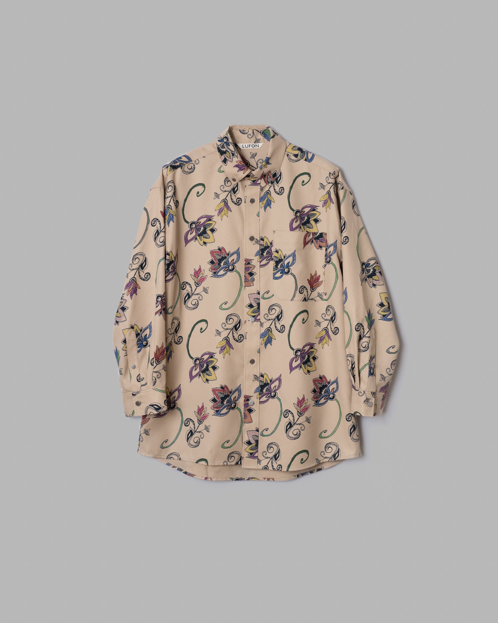 HAND-PAINTED BOTANICAL PRINT B.D. SHIRTS - BEIGE