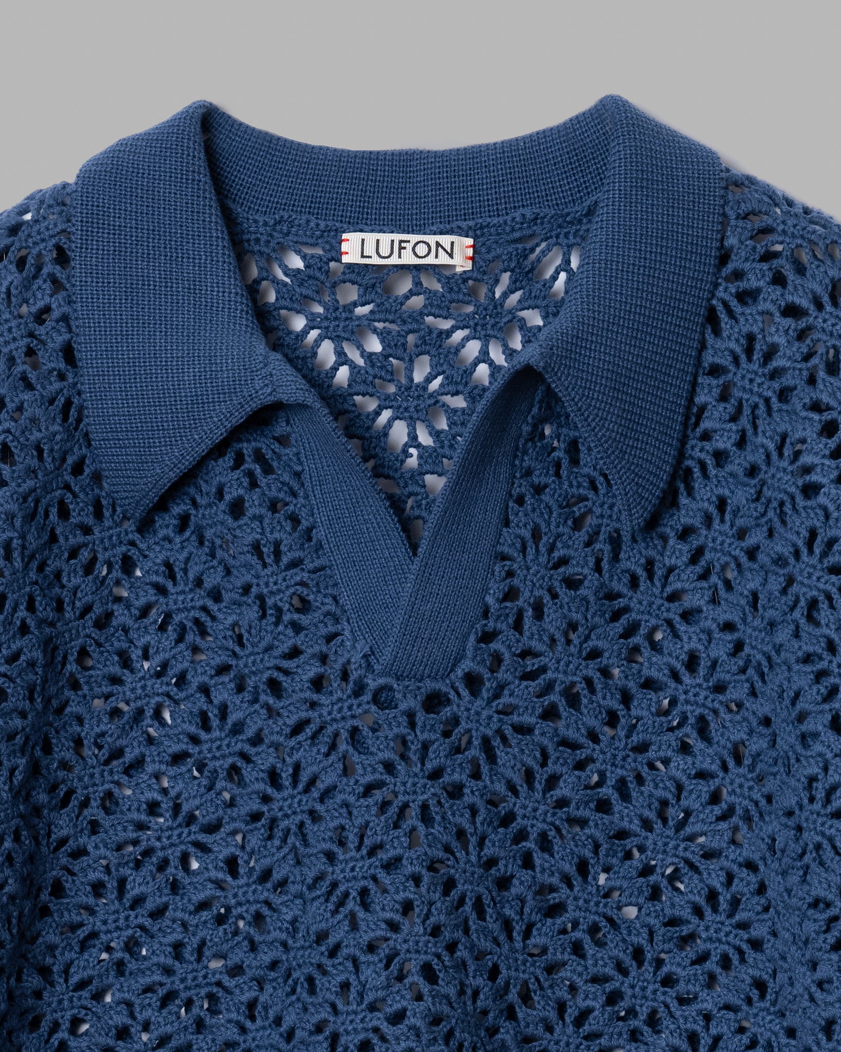 Polo de patrón de patrón de tejido de crochet (solo ajuste) -Azuleo profundo
