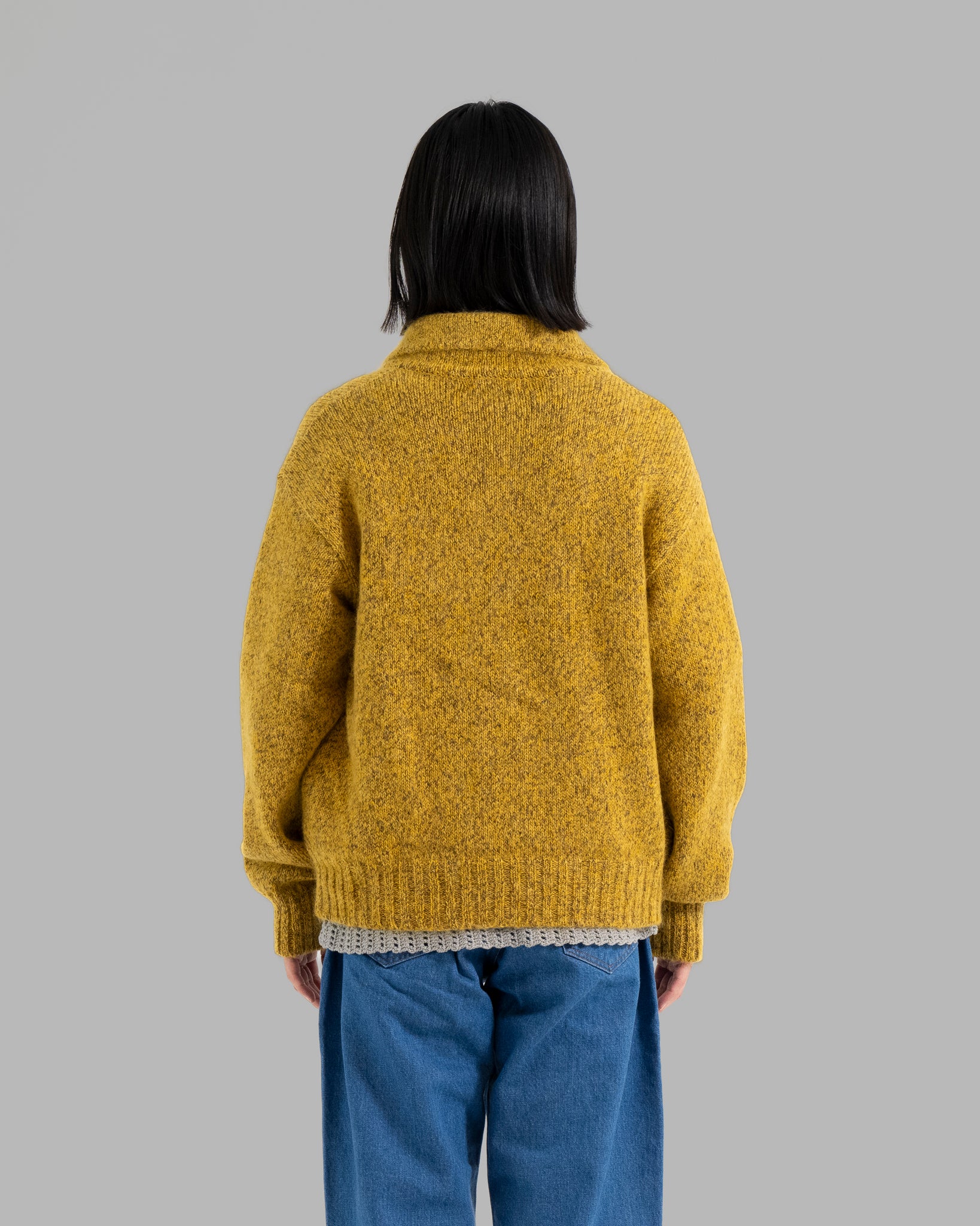 Mohair Silk Nep Knit Shirts Blouson --Yellow