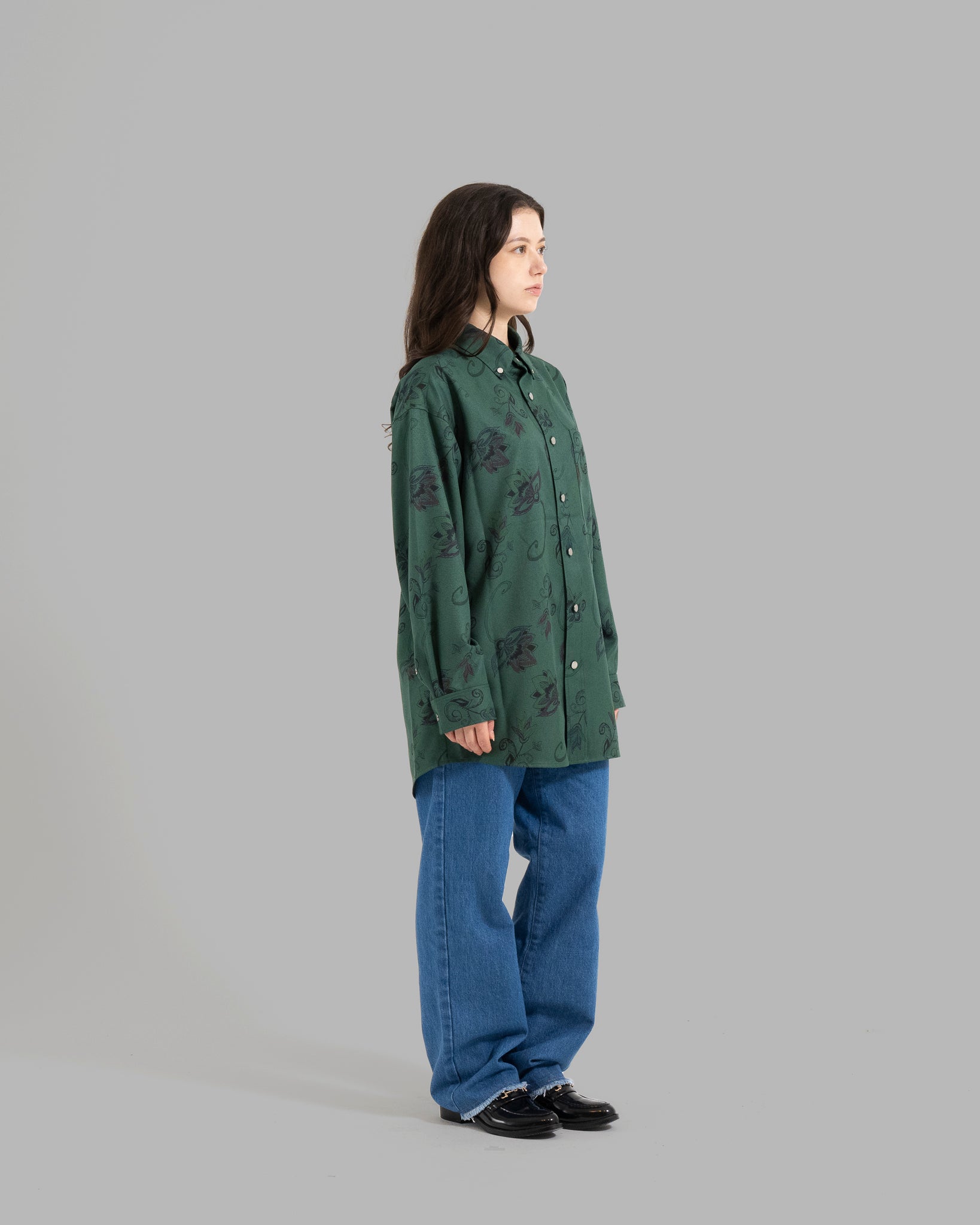 HAND-PAINTED BOTANICAL PRINT B.D. SHIRTS - GREEN