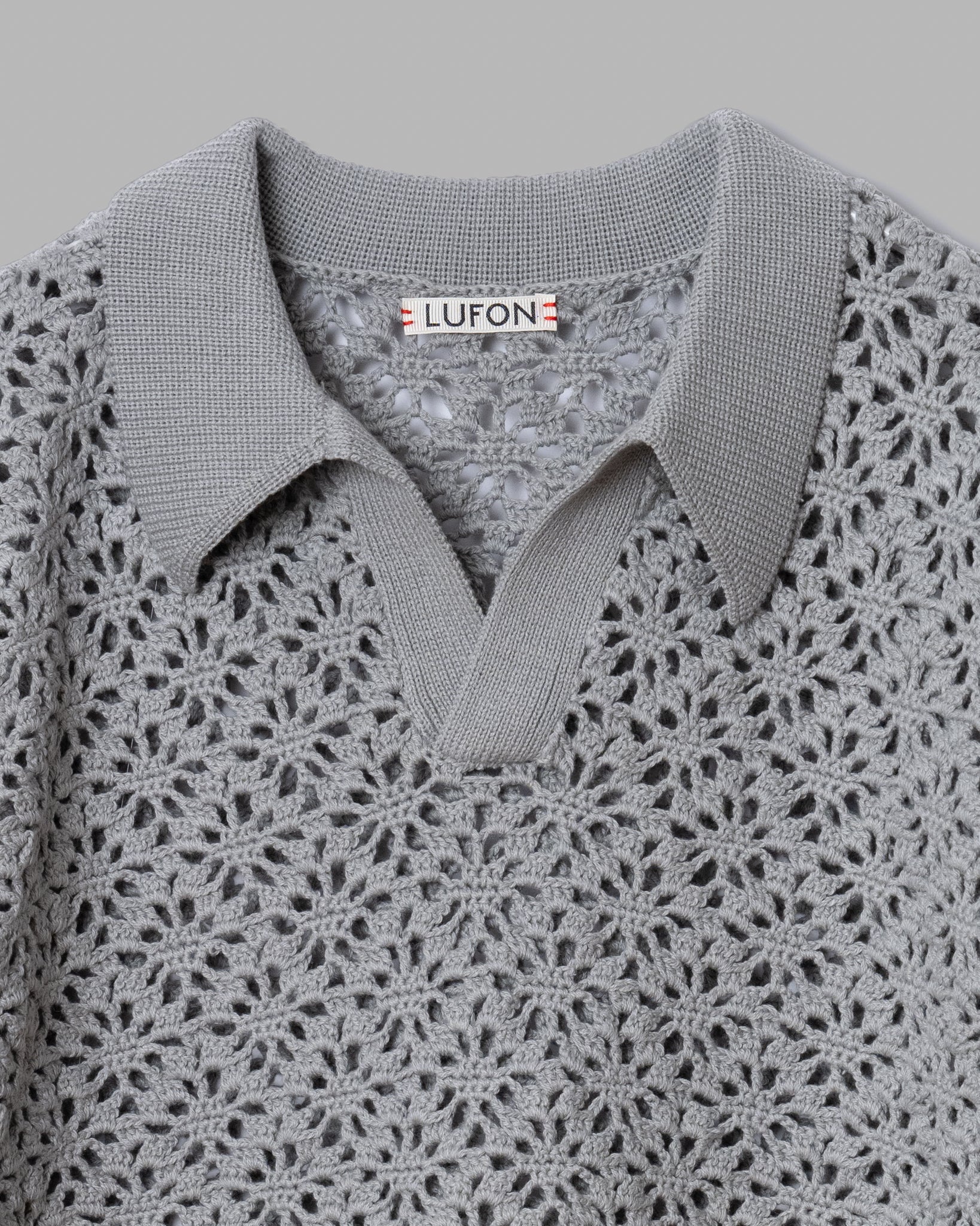 Polo de patrón de patrón de crochet (solo ajuste) -gris