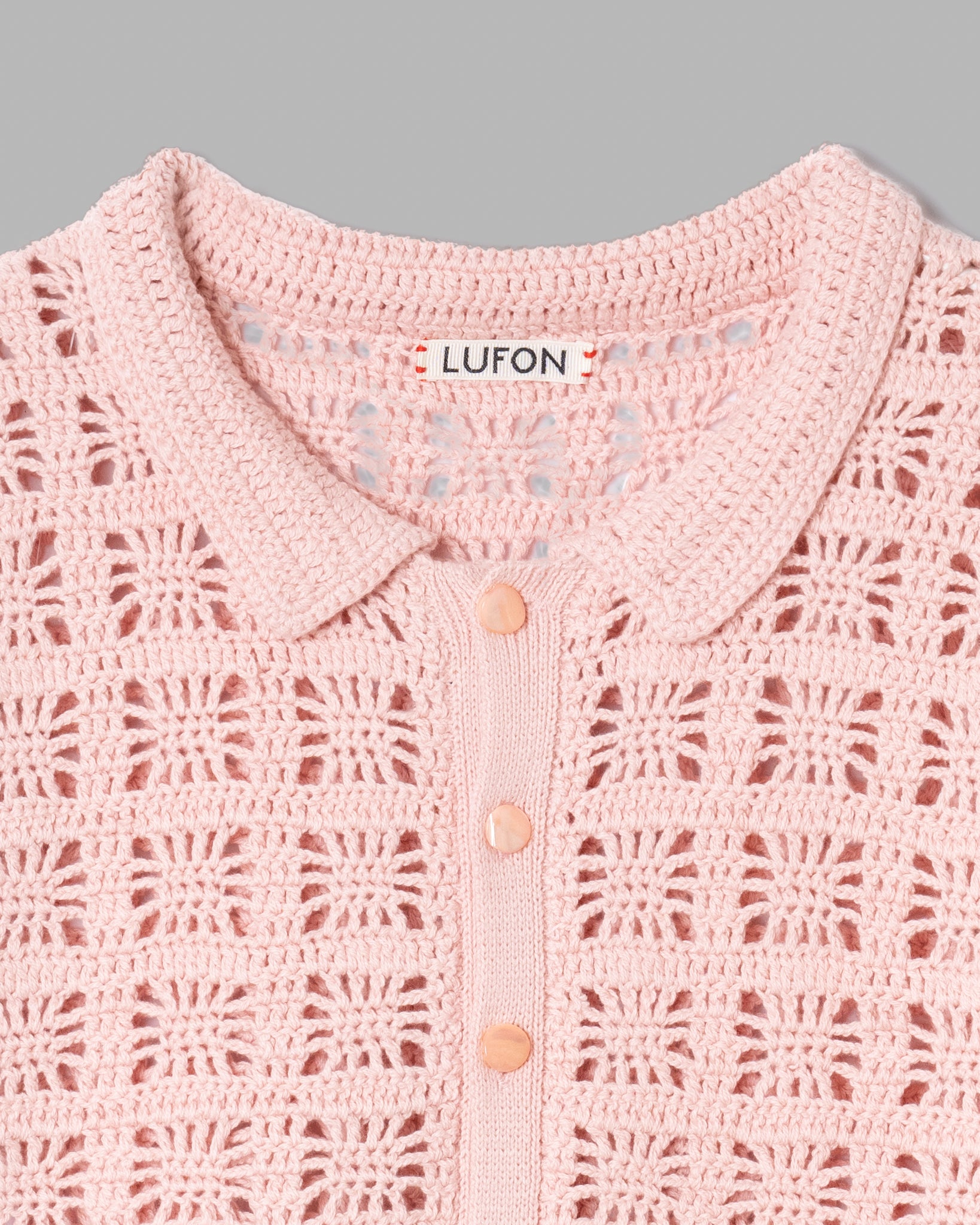 CROCHET HAND KNIT SHIRTS - PINK