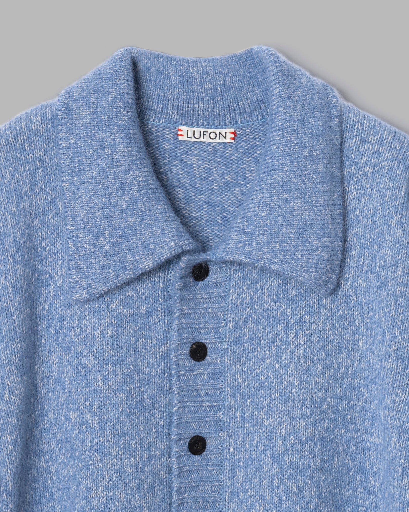 MOHAIR SILK NEP KNIT SHIRTS BLOUSON - BLUE