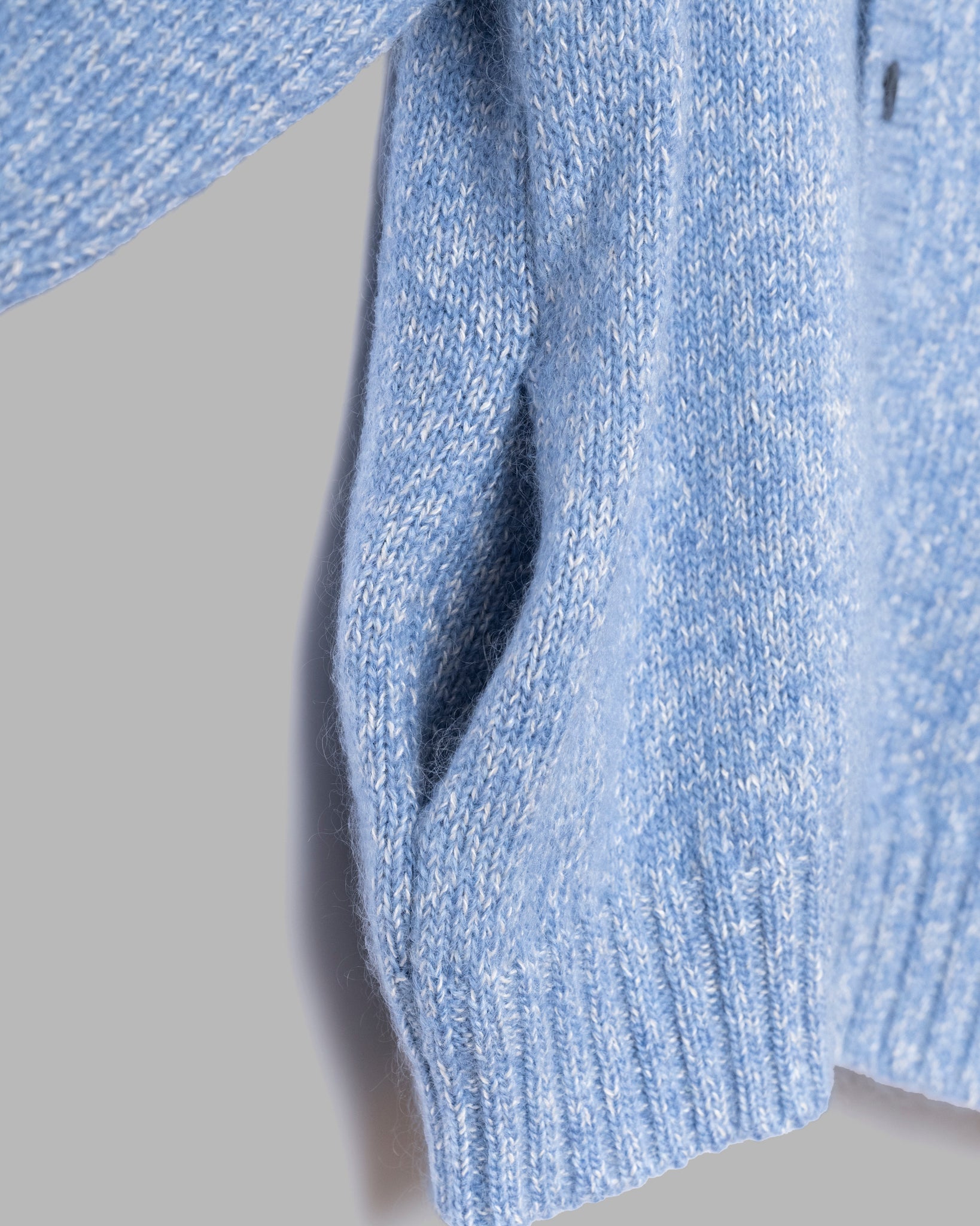 MOHAIR SILK NEP KNIT SHIRTS BLOUSON - BLUE