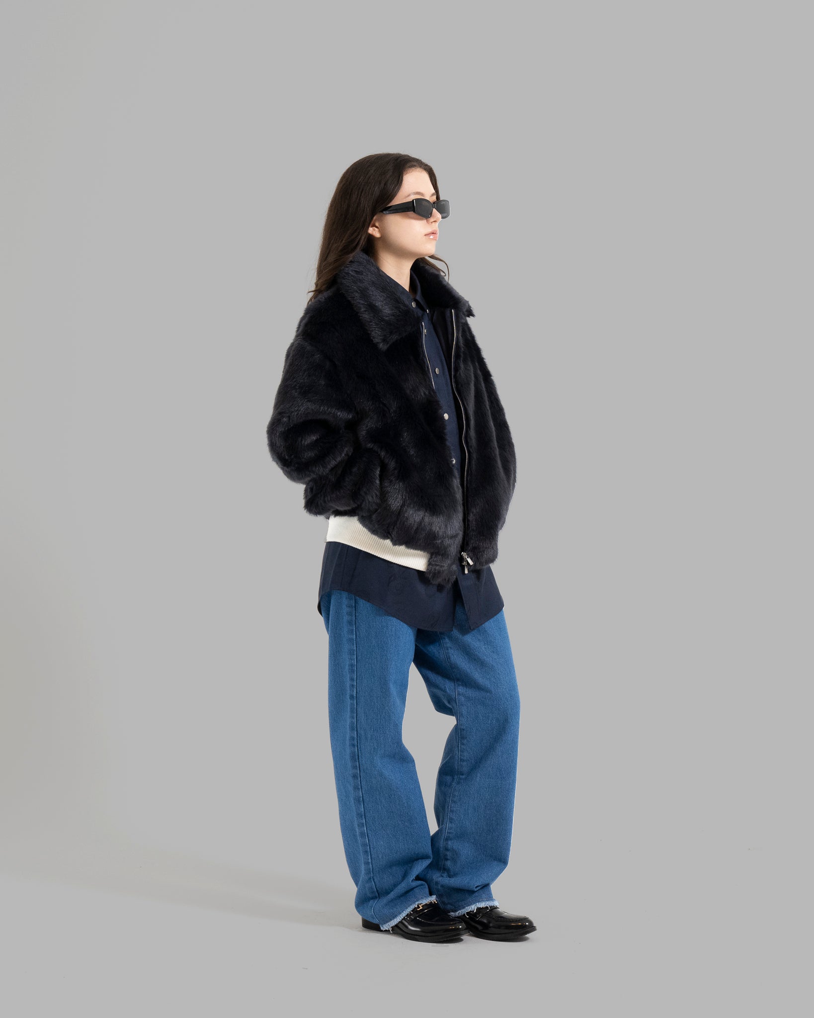 FAKE FUR JACKET - DARK NAVY