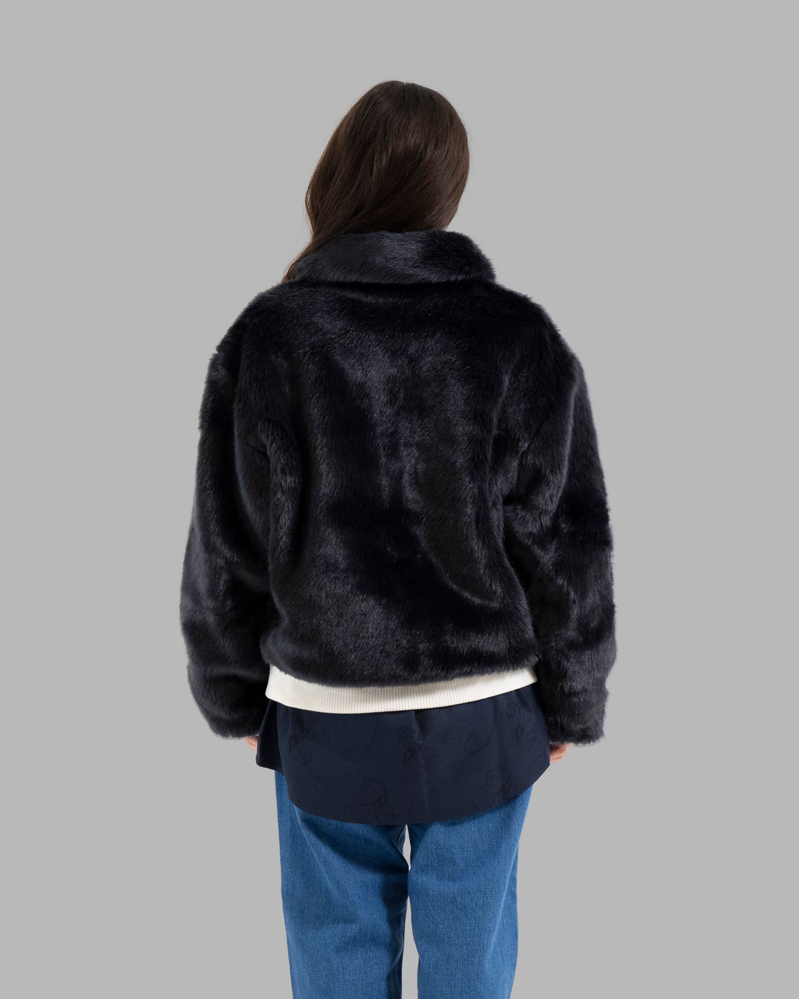 FAKE FUR JACKET - DARK NAVY