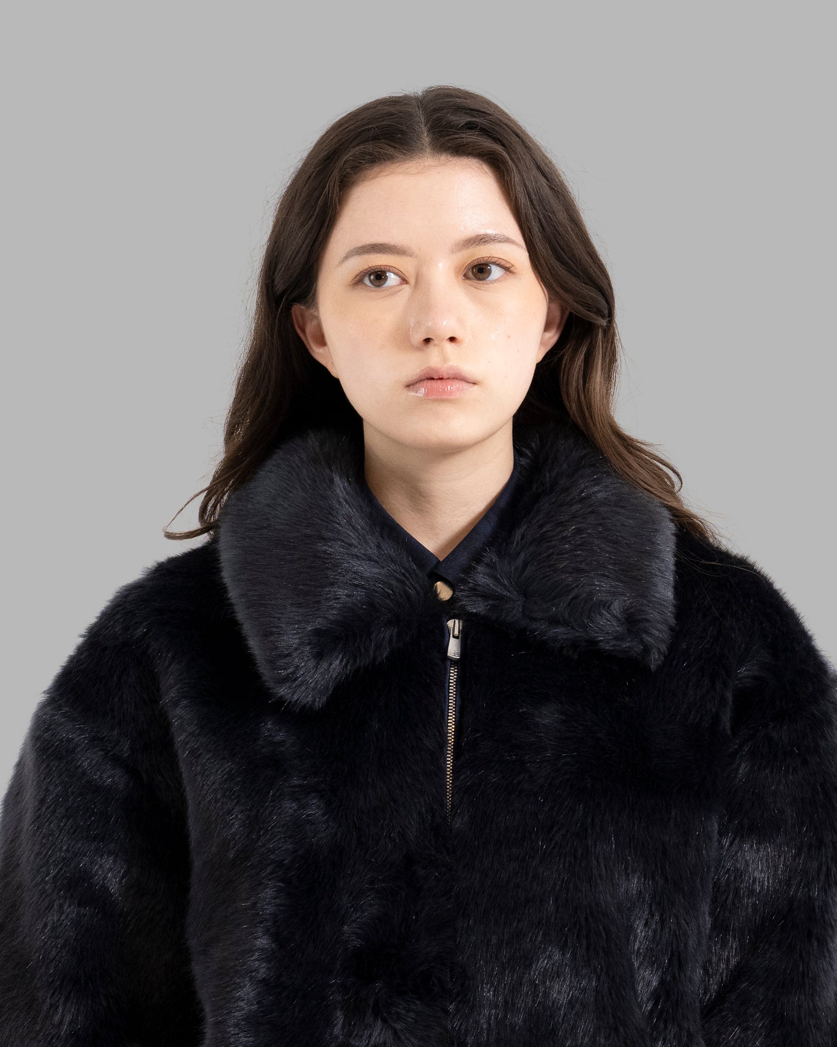 FAKE FUR JACKET - DARK NAVY